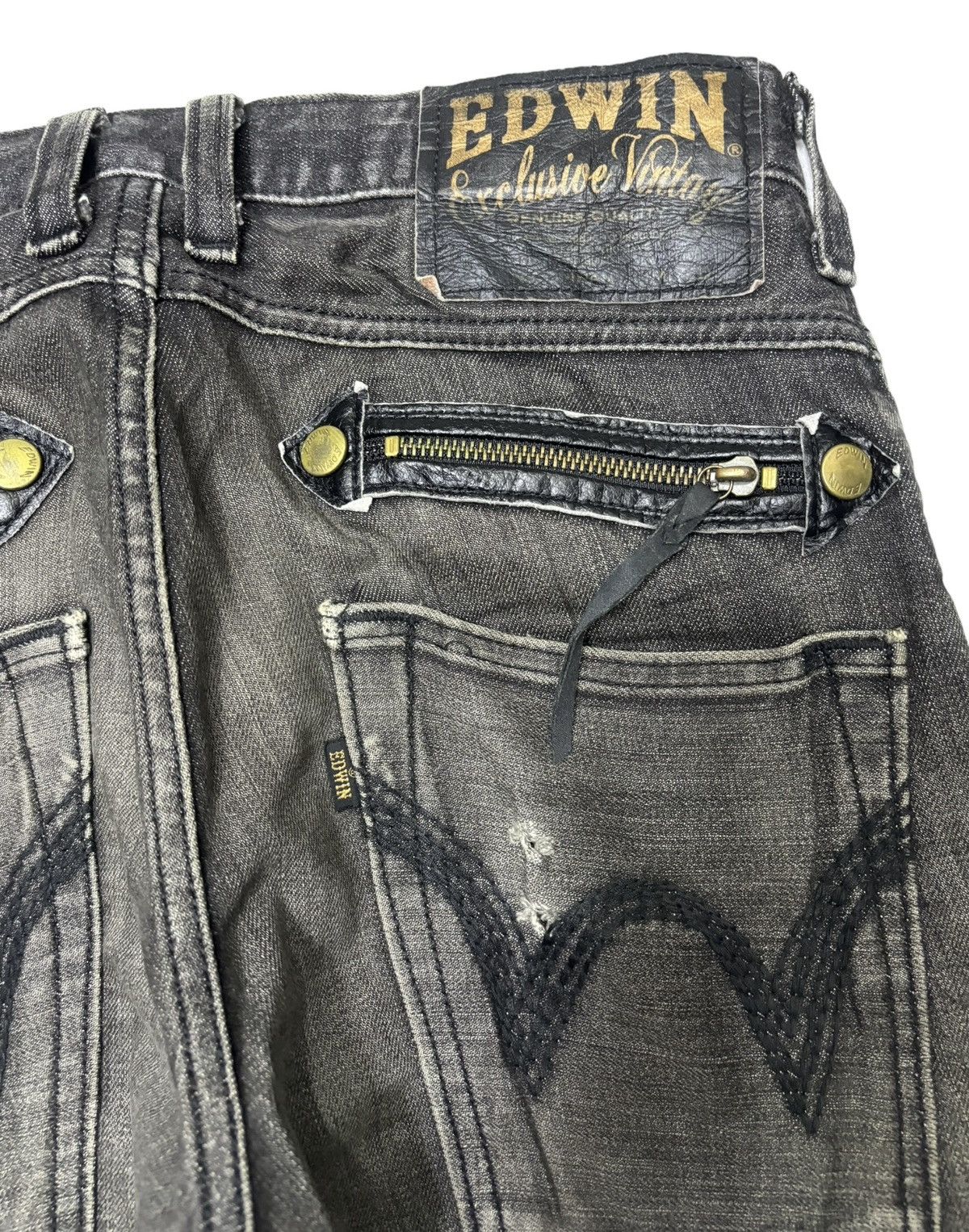 Kapital EDWIN EXCLUSIVE VINTAGE BLACK DISTRESSED DENIM JEANS Size US 30 / EU 46 - 8 Thumbnail