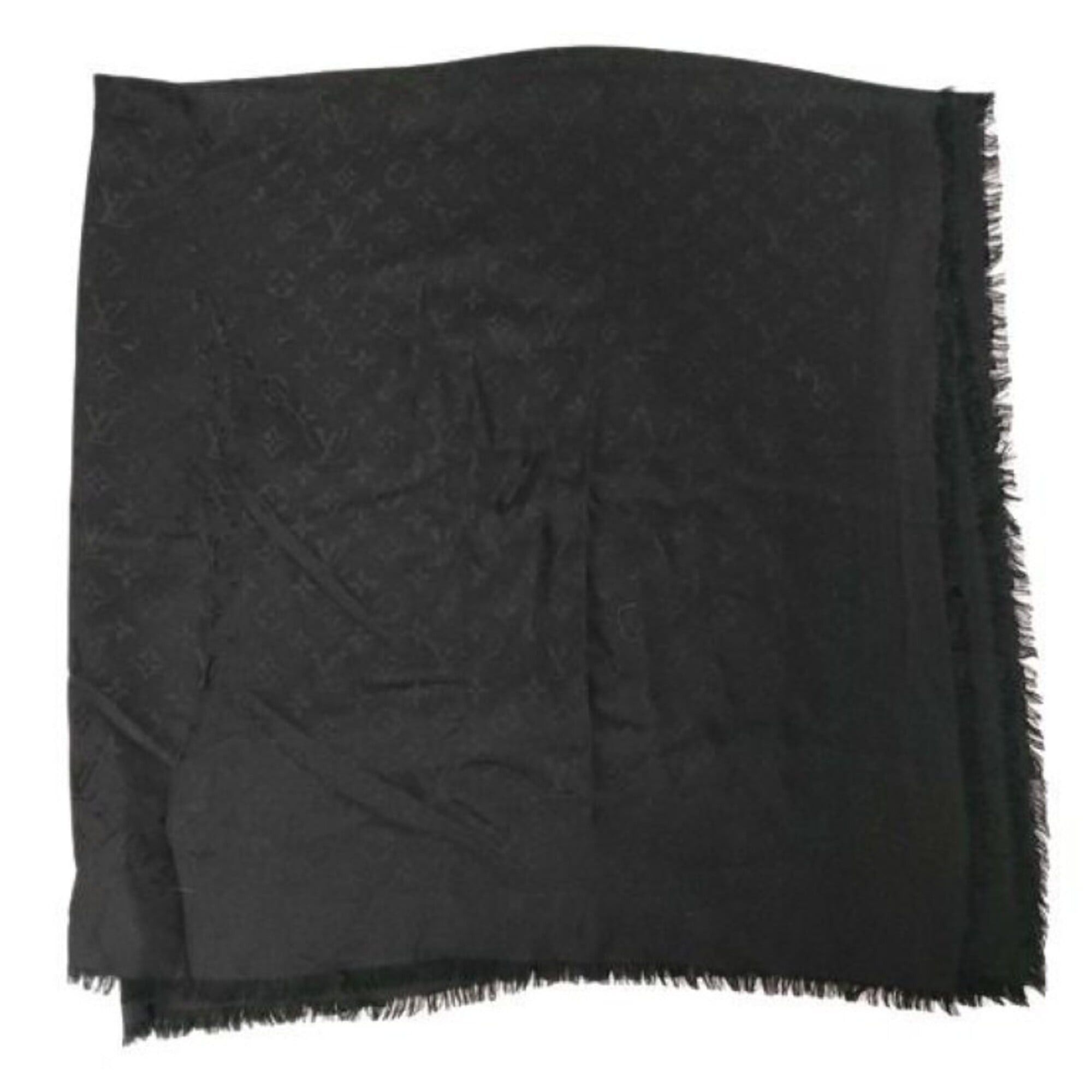 Louis Vuitton LOUIS VUITTON Monogram Shawl/Stole, M71329, Black, Silk & Wool, Women's Size ONE SIZE - 1 Thumbnail