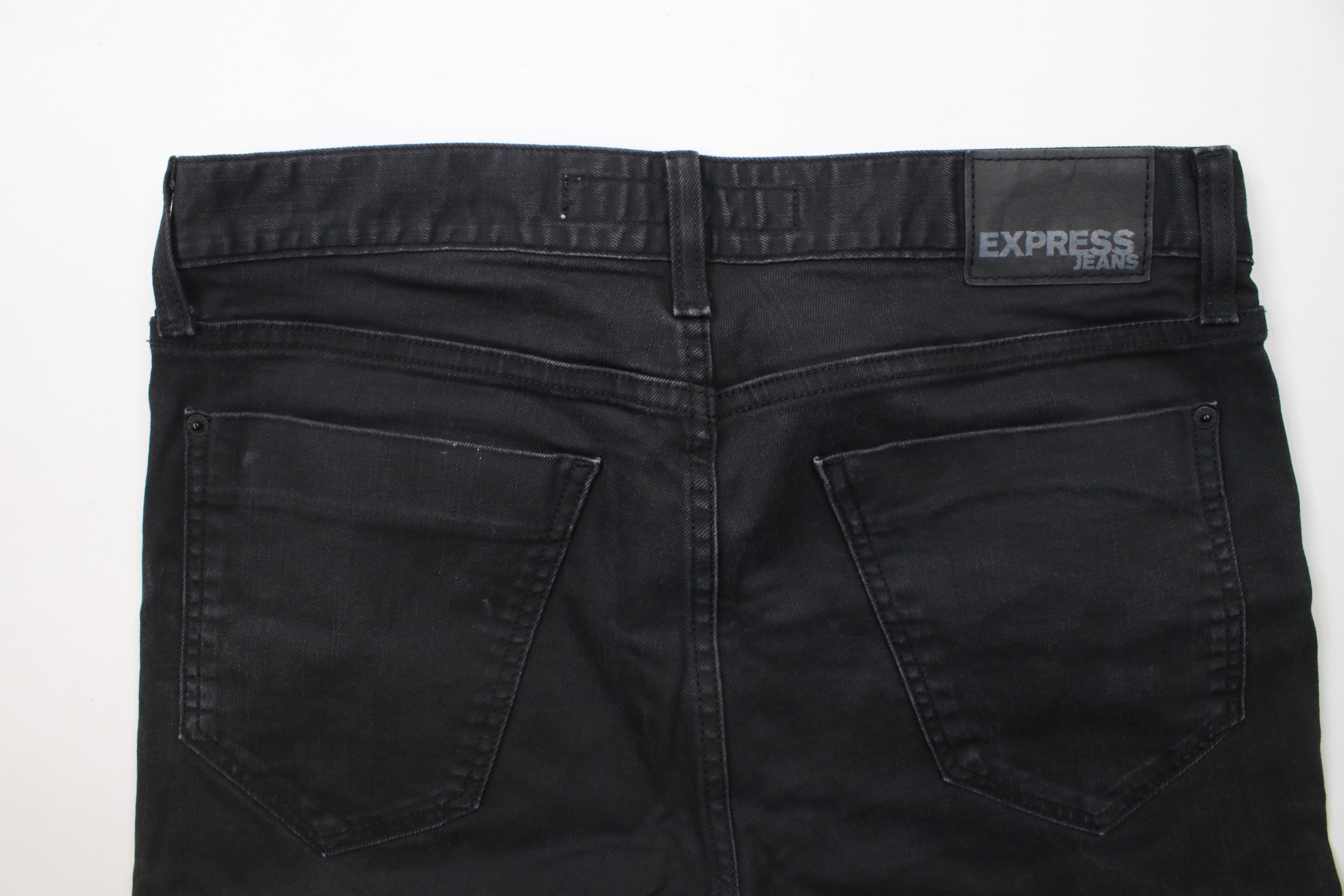 Express × Vintage Express Waxed Cotton Rocco Slim Fit Straight Leg Jeans Size US 33 - 12 Thumbnail