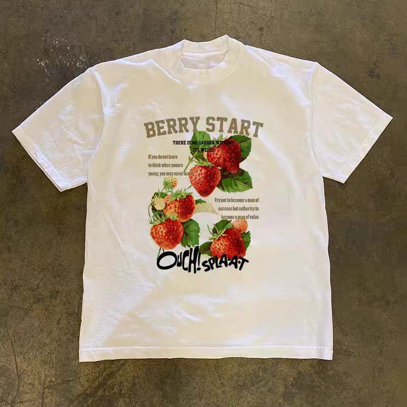 Vintage White Casual Retro Strawberry-Print T-Shirt Size US M / EU 48-50 / 2 - 1 Thumbnail