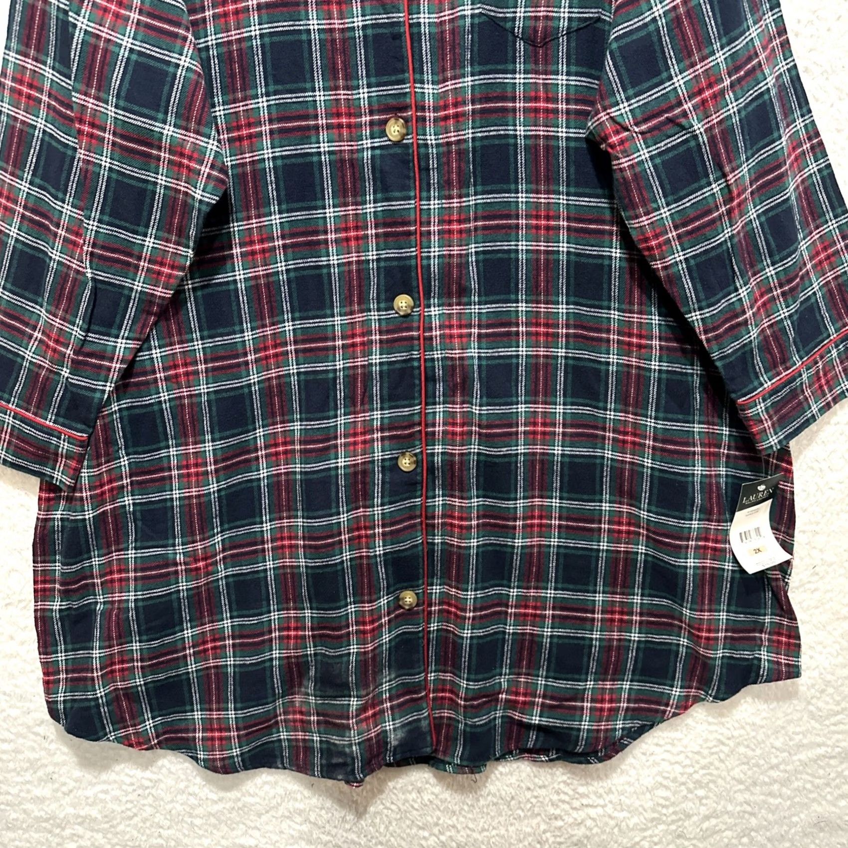 Ralph Lauren Lauren Ralph Lauren Women's Pajama Long Sleeve Shirt 2X Flannel Plaid NWT Size XXL / US 16-18 / IT 52-54 - 7 Thumbnail