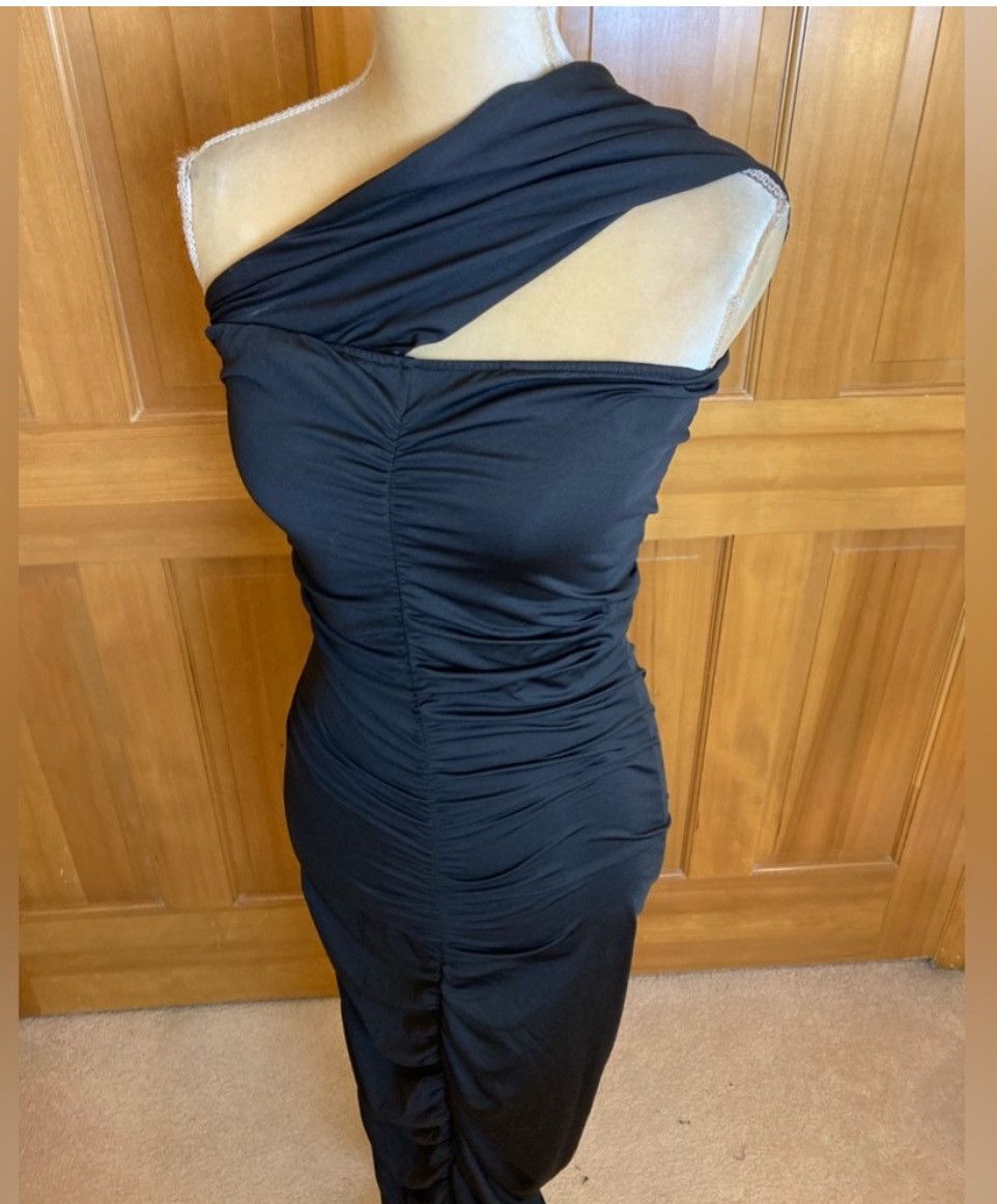 Designer × Other NWT, Lavishly Paris Women’s Black Ruched Midi Dress. Size M / US 6-8 / IT 42-44 - 14 Thumbnail