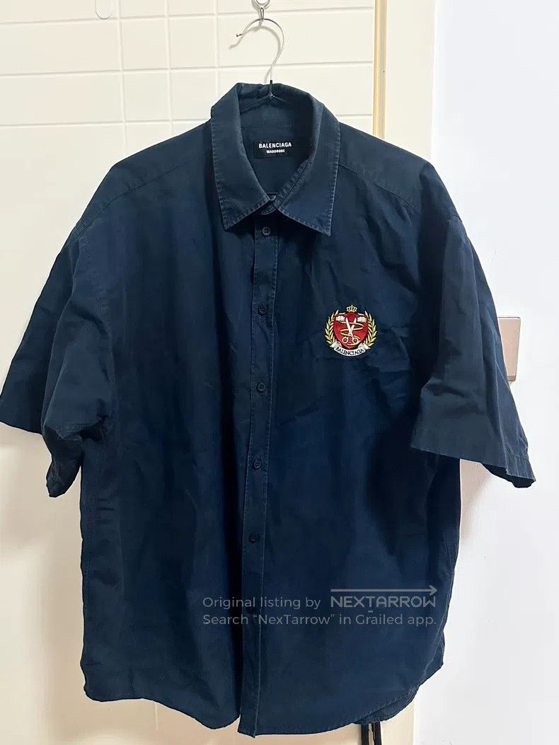 Balenciaga Balenciaga size 37 Dark Blue Short Sleeve Shirt Size US XS / EU 42 / 0 - 1 Thumbnail