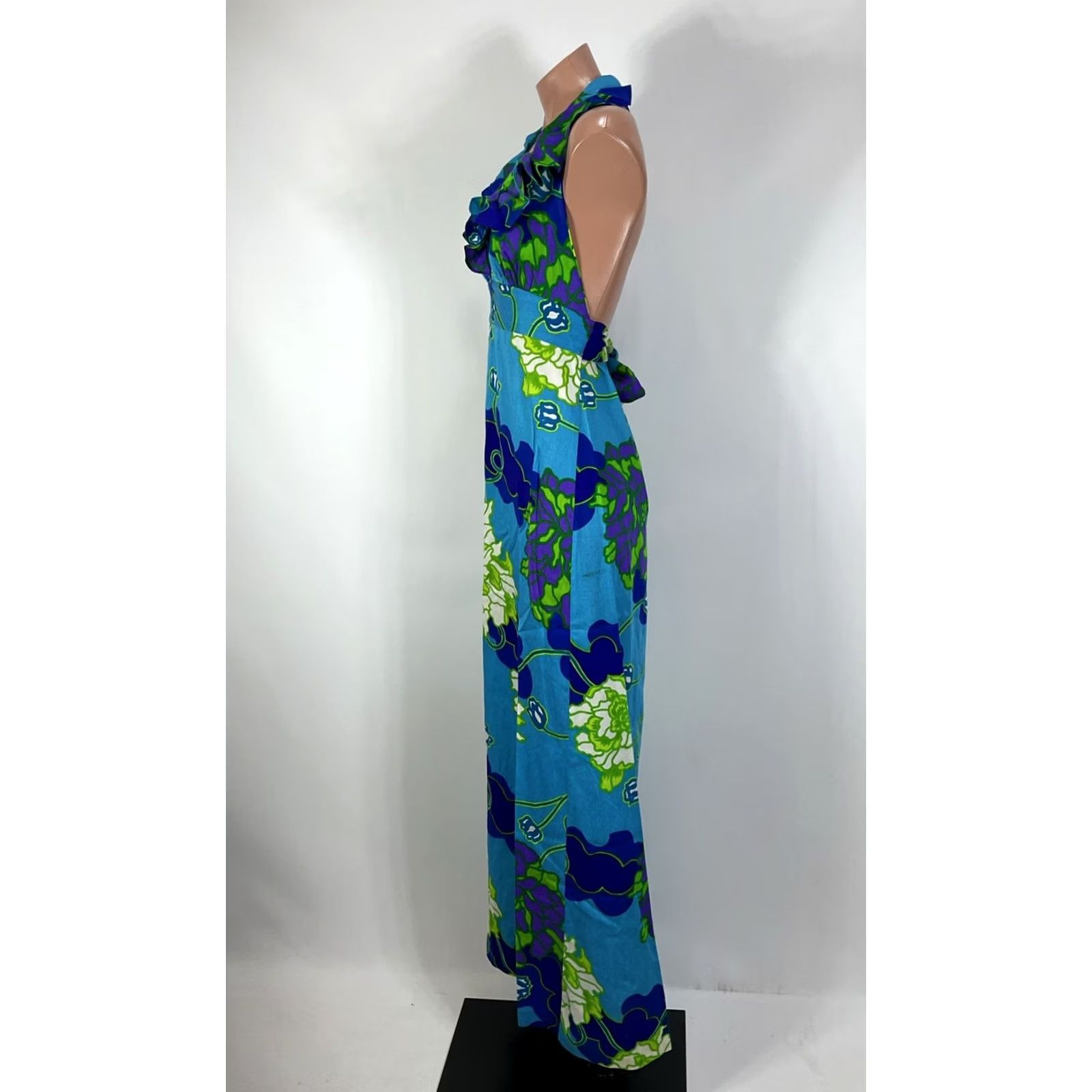 Vintage VINTAGE Pomare Hawaii Maxi Halter Tiki Dress Floral Blue Purple Psychedelic Dress Womens 70s 60s Hawaiian Casual Party/Cocktail Summer Fall Size M / US 6-8 / IT 42-44 - 7 Thumbnail