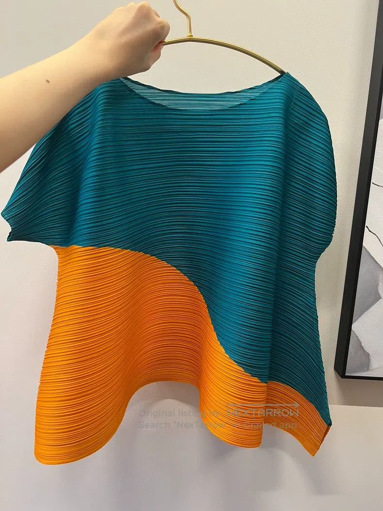 Issey Miyake Issey Miyake Green-Orange Color-Block Sleeveless Top Size L / US 10 / IT 46 - 5 Thumbnail