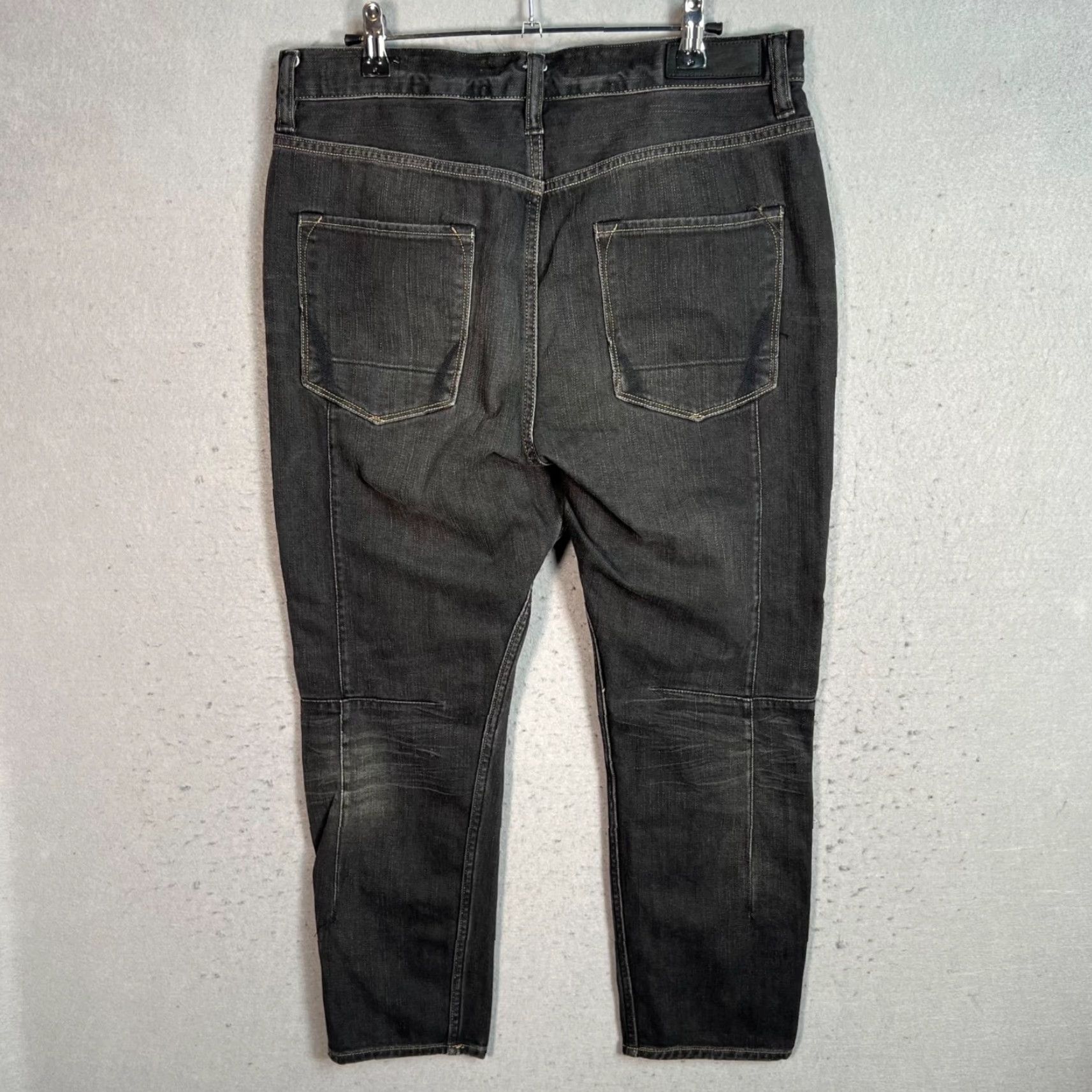 Allsaints VINTAGE AllSaints Spitalfields Mens Black Slim Fit Crop Jeans Adult 29 Regular 31x24 Cotton Denim Denim Tapered 90s Mens Size US 29 - 2 Thumbnail