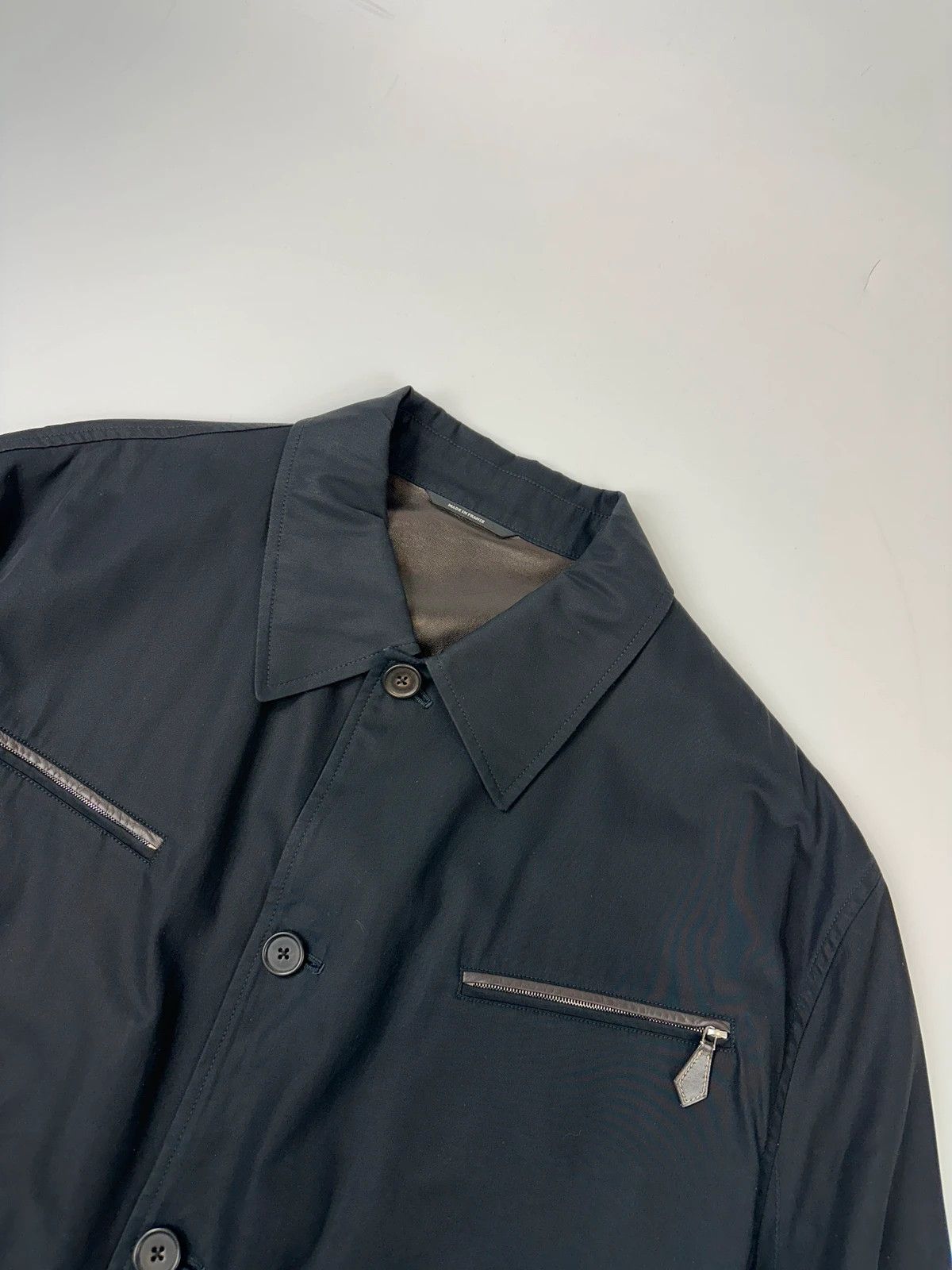 Hermes Hermès 00’s Navy Cotton & Leather Straps Buttons Up Jacket Size US L / EU 52-54 / 3 - 2 Thumbnail