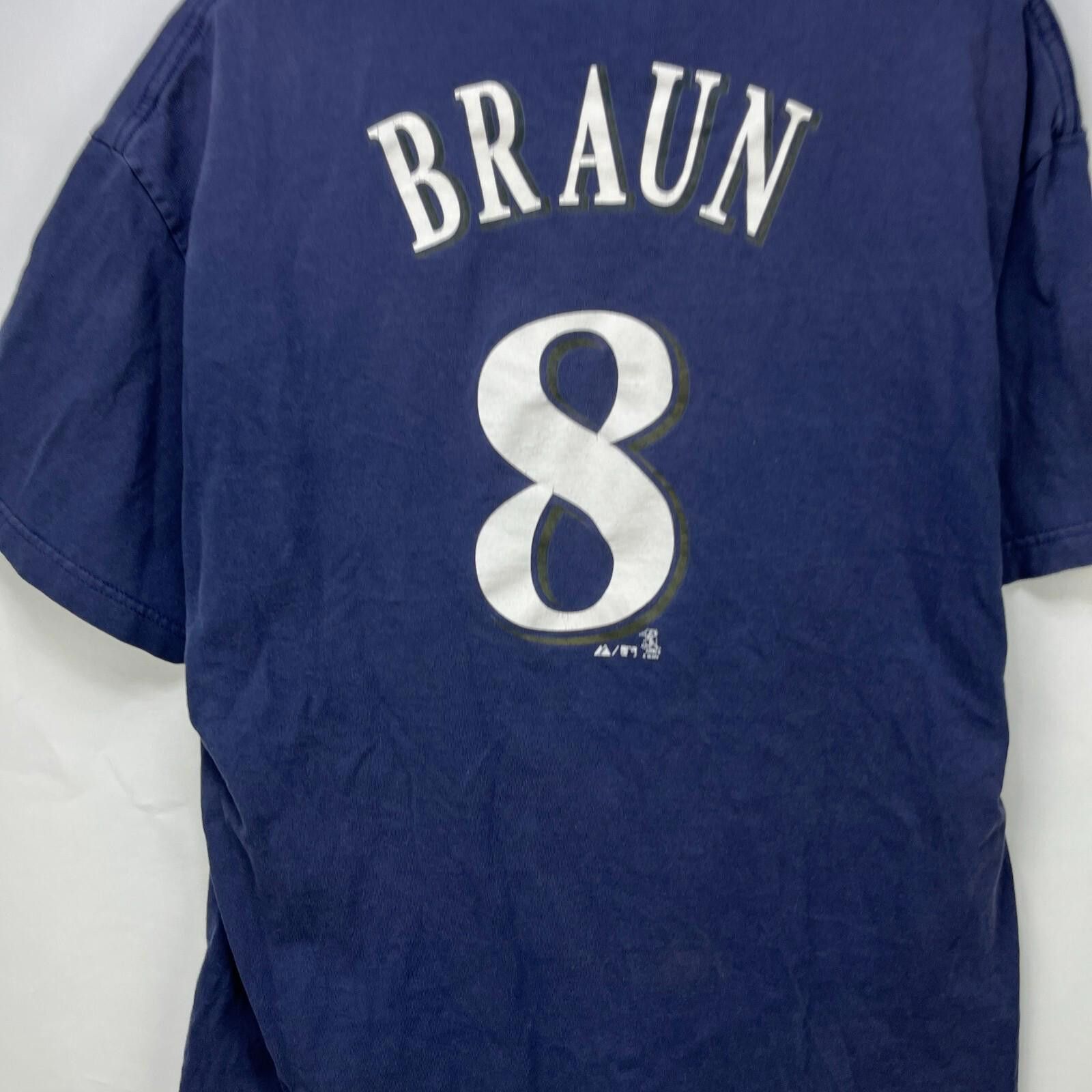 Majestic Vintage Majestic Milwaukee Brewers Braun Faded T Shirt XL Size ONE SIZE - 6 Thumbnail