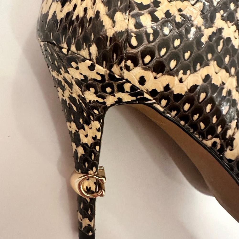 Coach COACH Remi Snakeskin Tan Black High Heel Ankle Booties 9 Size US 9 / IT 39 - 8 Thumbnail
