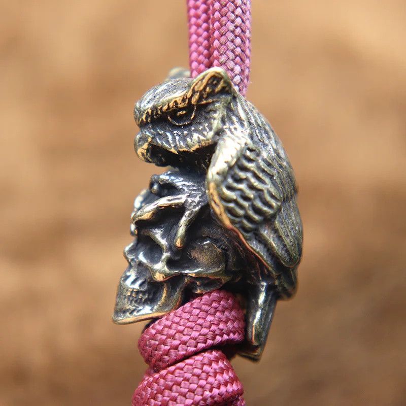 Handmade 3Pcs Owl Skull Knife Beads Paracord Bead Zipper Umbrella Size ONE SIZE - 2 Thumbnail