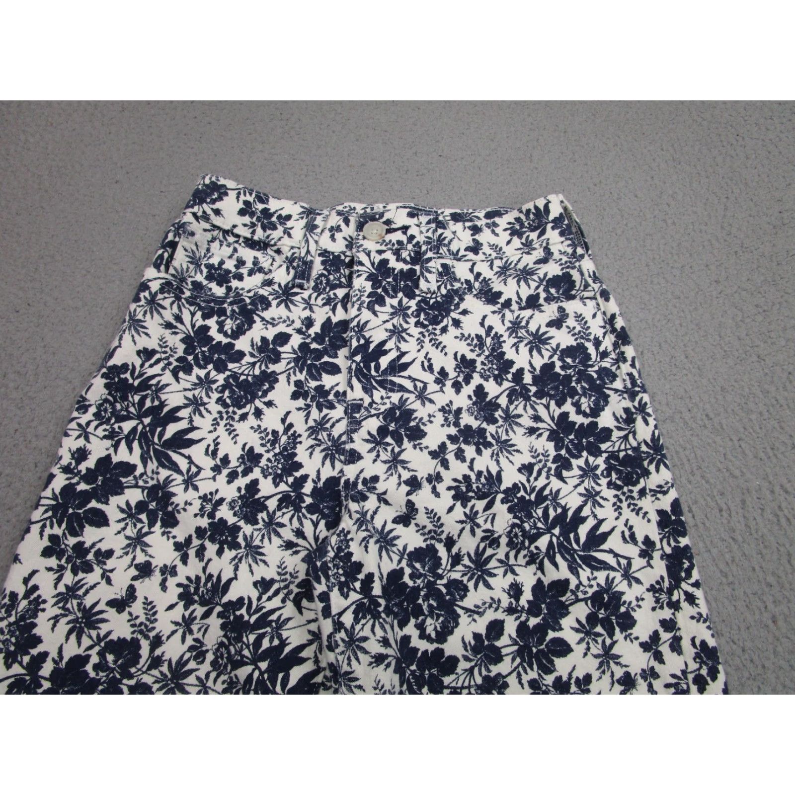 J.Crew J. Crew Jeans Womens 25 Blue White Slim Wide-Leg Floral Print Jeans Size 42" / US 20 - 4 Thumbnail