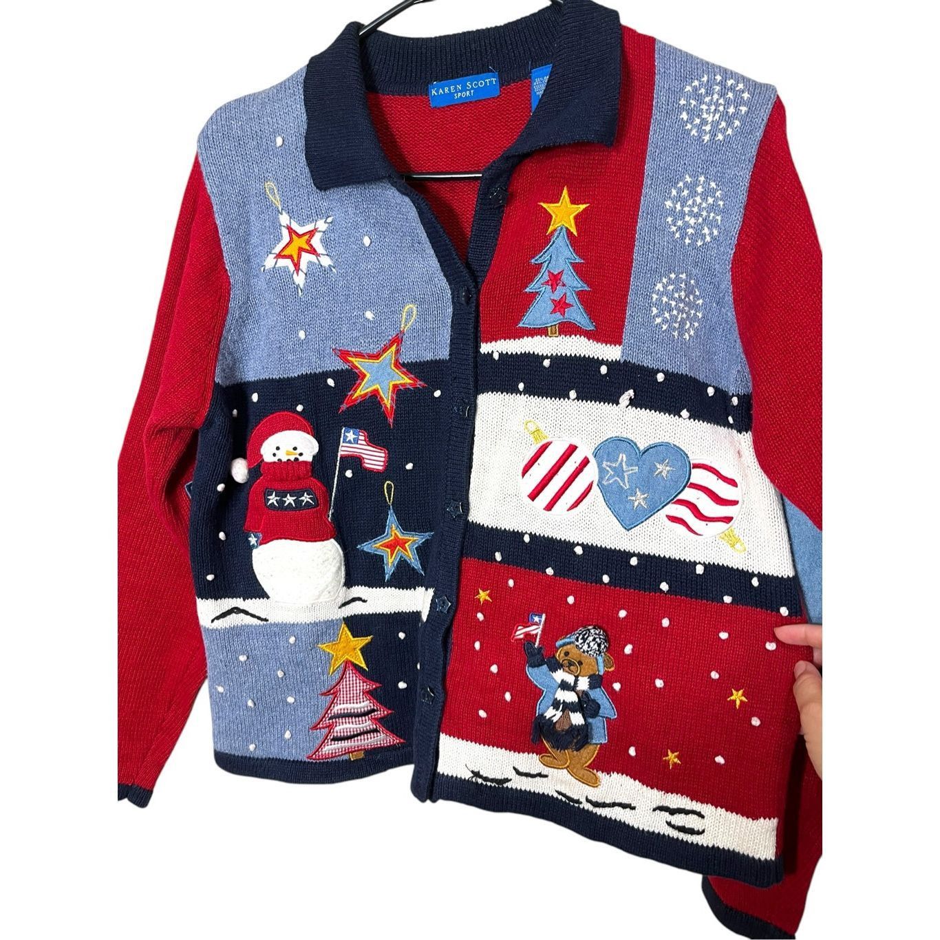 Other Vintage Karen Scott Patriotic Holidays Ugly Christmas Sweate Size S / US 4 / IT 40 - 2 Thumbnail