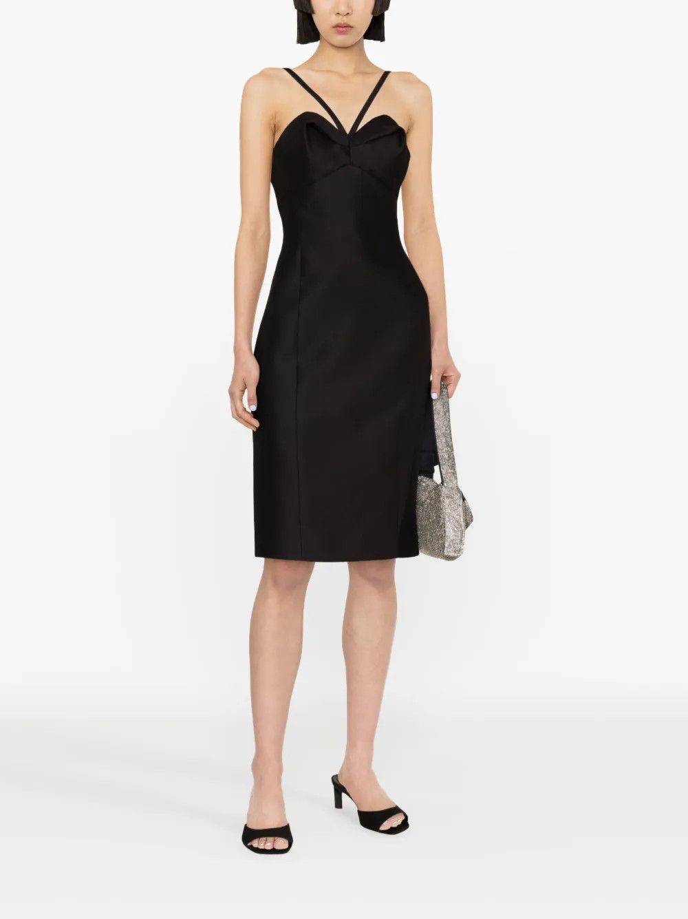 Versace o1y0226 Midi Dress in Black Size M / US 6-8 / IT 42-44 - 4 Thumbnail