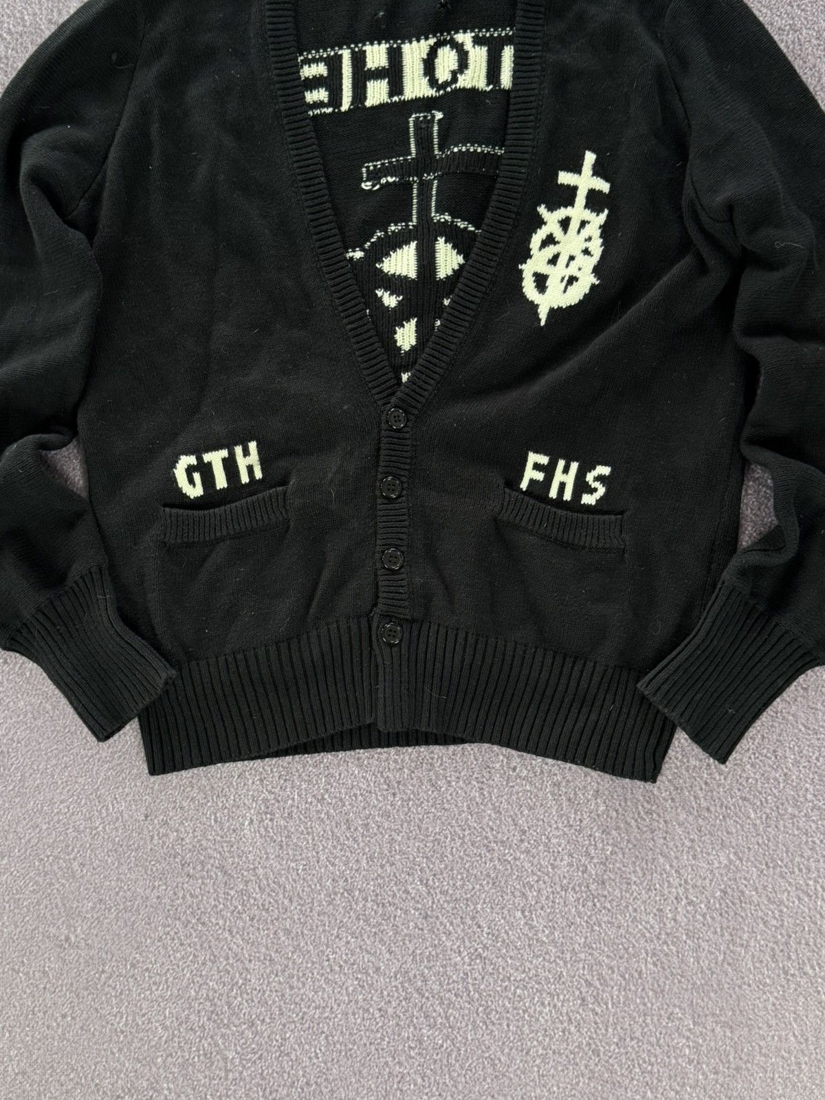 Other Vintage Goth Style Grunge Vibe Knit Sweater Cardigan Size M / US 6-8 / IT 42-44 - 7 Thumbnail
