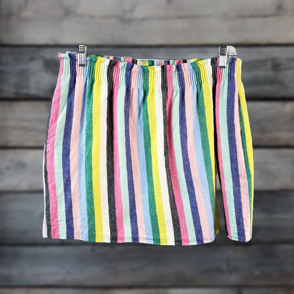 J.Crew J.CREW Womens Rainbow Striped Mini Skirt Size 12 Linen Cotton Blend Short Skirt Mens Women Boys Girls Size 34" / US 12 / IT 48 - 1 Thumbnail