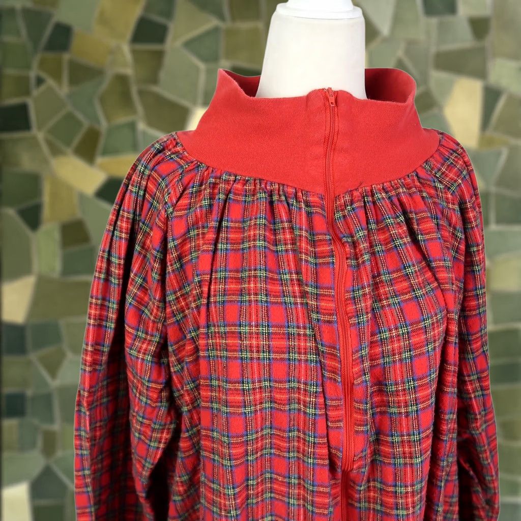 Vintage VINTAGE Anthony Richards Red Plaid Flannel Zip Front Nightgown Dress L Womens Size L / US 10 / IT 46 - 1 Thumbnail