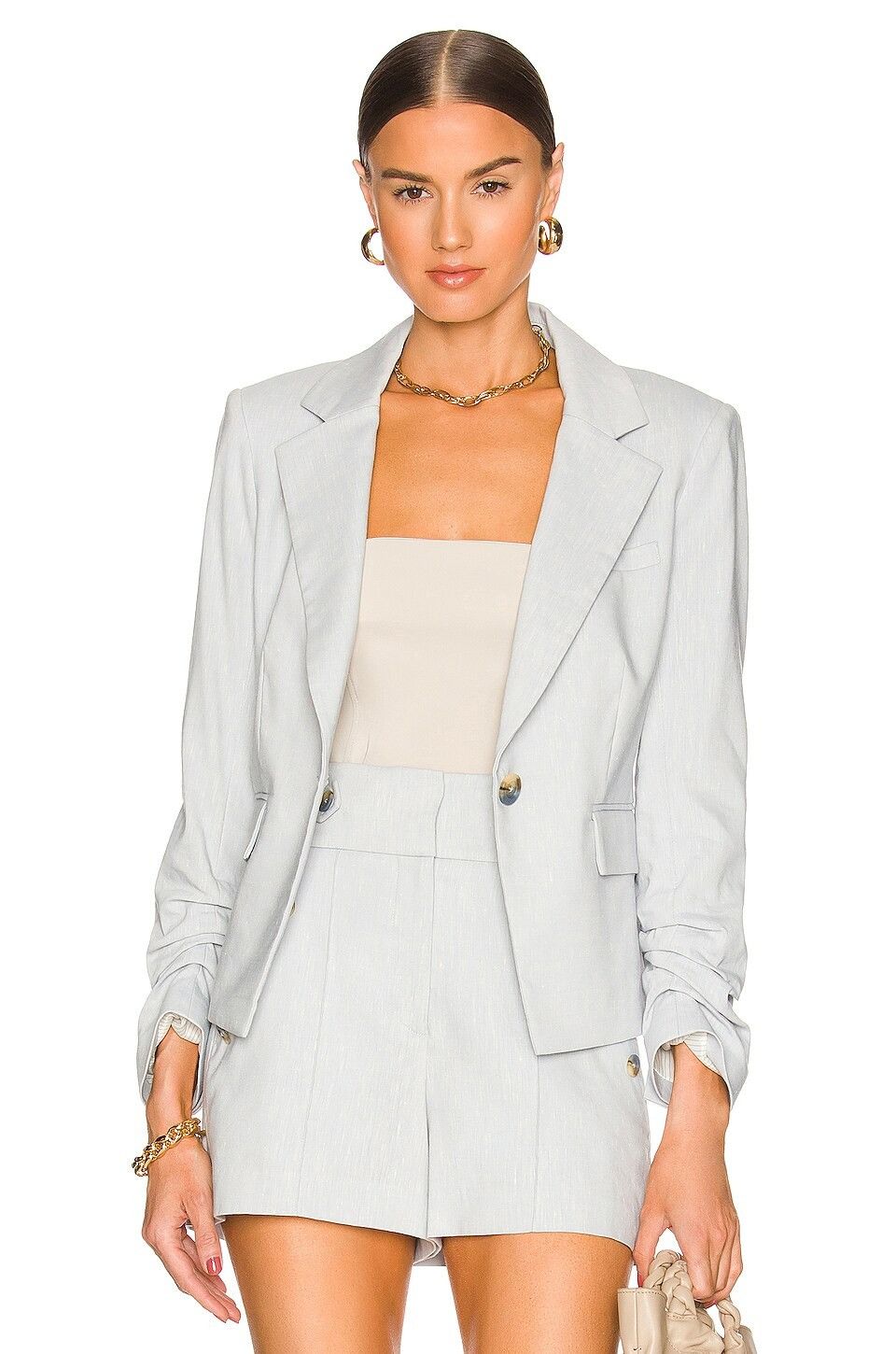Veronica Beard Aaliyah Linen-Blend Dickey Jacket - Heathered Vapor Size M / US 6-8 / IT 42-44 - 2 Thumbnail