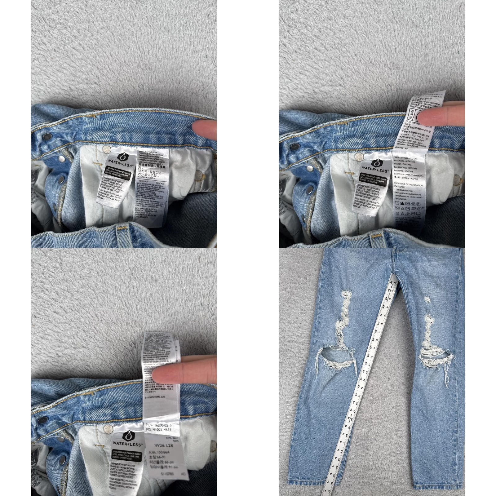 Levi's Levi's 501 Jeans Women 26x28 Light Wash Distressed Crop Embroidered Mario Boo Star 90s Retro USA-Style Denim Straight Pocket Jeans Distressed Buttons Size 26" / US 2 / IT 38 - 8 Thumbnail
