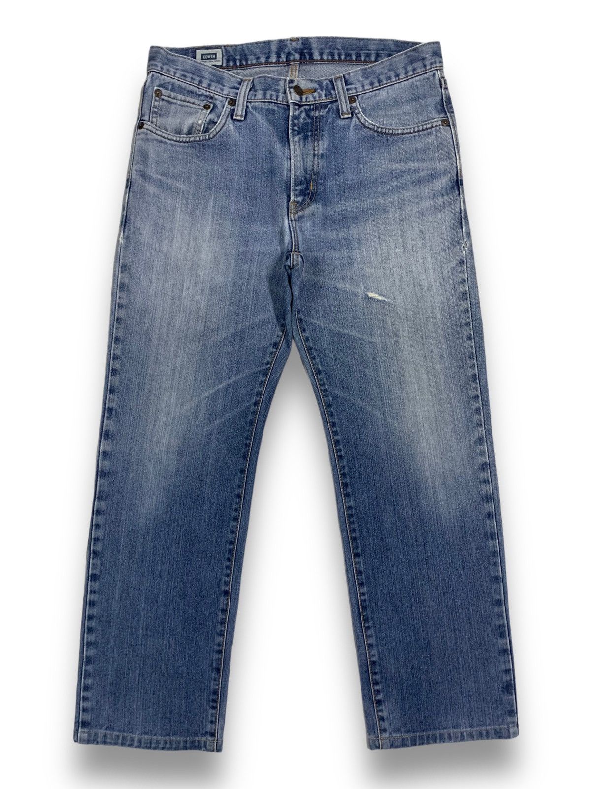 image of Archival Clothing x Edwin Vintage Edwin Japan Edition Blue Wash Distressed Jeans, Men's (Size 32)