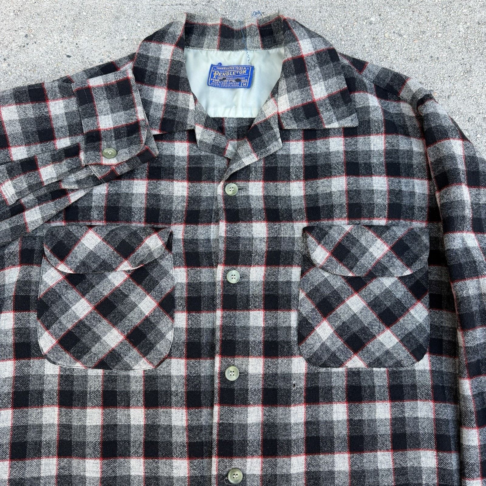 Pendleton × Vintage Vintage 60s Pendleton Plaid Wool Board Shirt Loop Collar Size US M / EU 48-50 / 2 - 1 Thumbnail