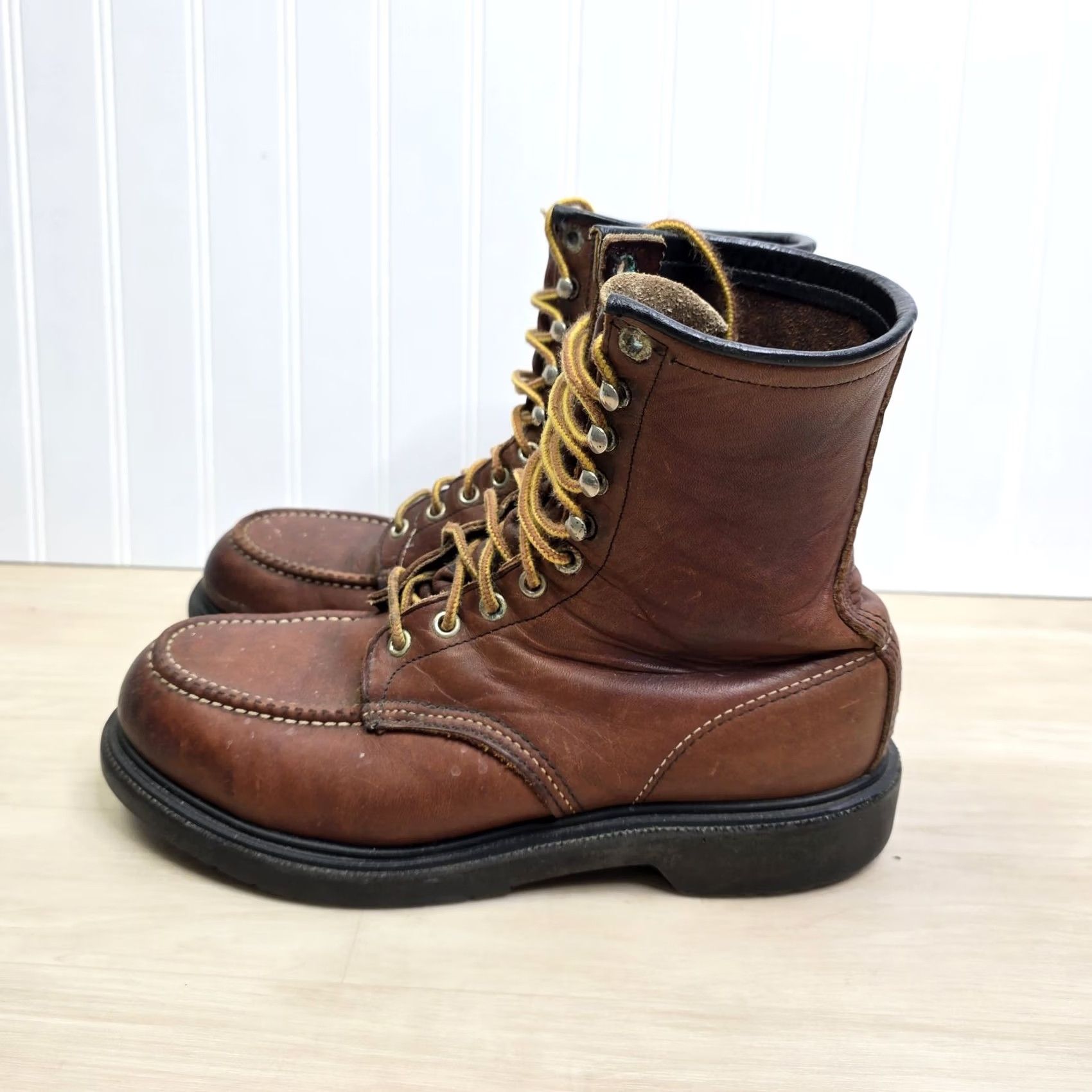 Vintage VINTAGE Red Wing 4440 Moc Toe Boots Brown Steel Toe Men's Size 9 E USA Size US 9 / EU 42 - 7 Thumbnail