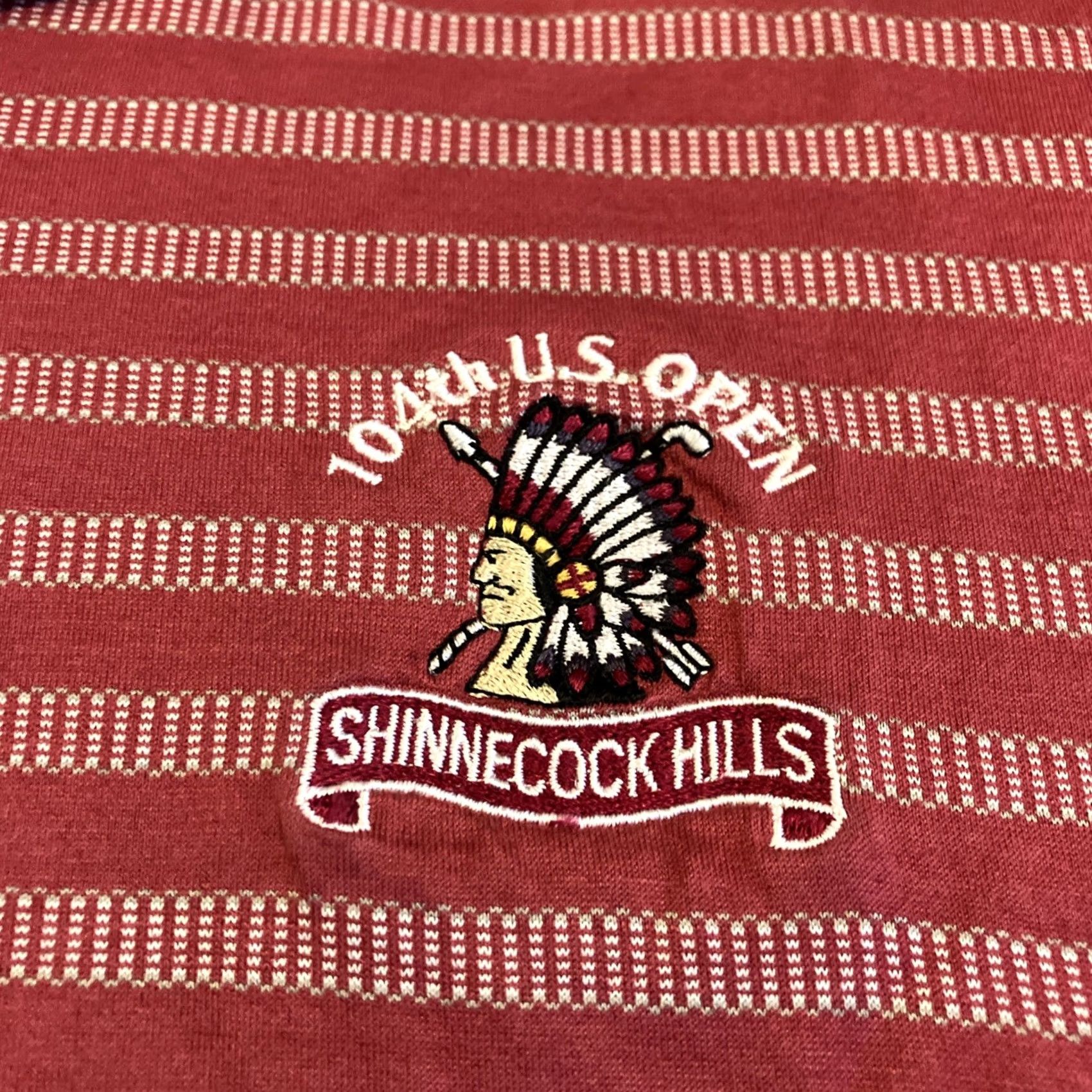 Vintage Ashworth Polo Shirt Mens L Red Striped US OPEN SHINNECOCK HILLS Golf Polo Size US L / EU 52-54 / 3 - 2 Thumbnail