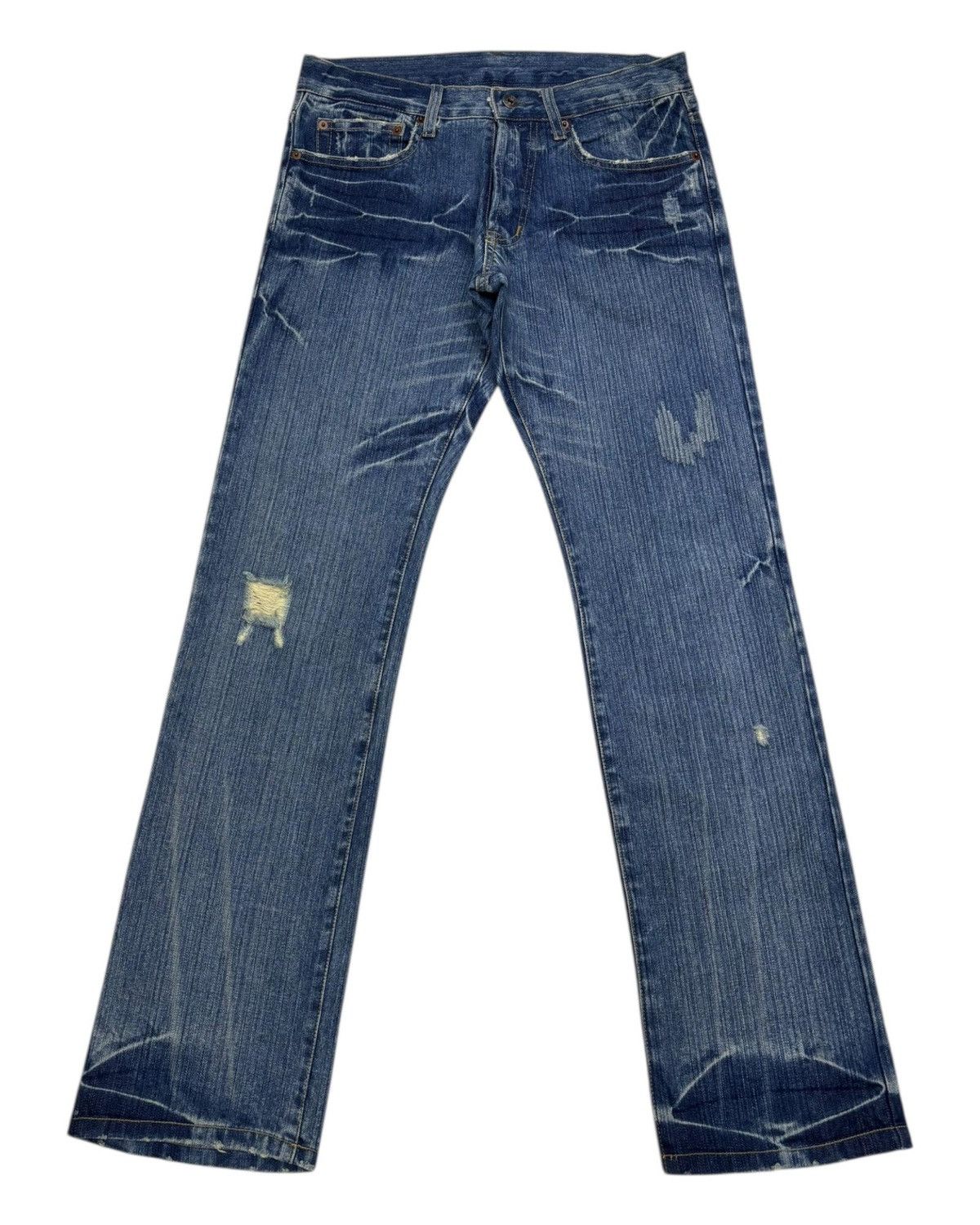 Isamu Katayama Backlash × Japanese Brand 🔥Vintage Japanese Regular Straight Distressed Denim Jeans Size US 32 / EU 48 - 9 Thumbnail