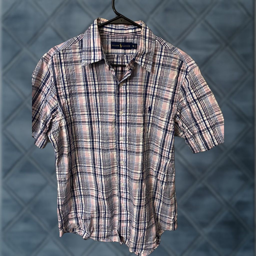 Ralph Lauren VINTAGE Ralph Lauren Button-Up Shirt Men M Blue Pink Plaid Short Sleeve Classic Designer Size US M / EU 48-50 / 2 - 1 Thumbnail