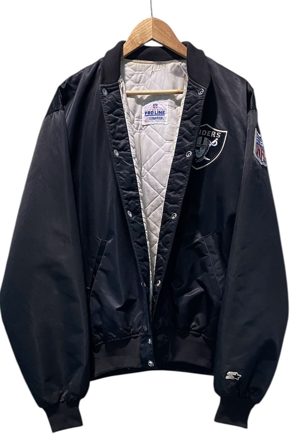 NFL 🥷🏻 Vtg Starter Pro Line Oakland Raiders Satin Varsity Jacket Size US XL / EU 56 / 4 - 3 Thumbnail
