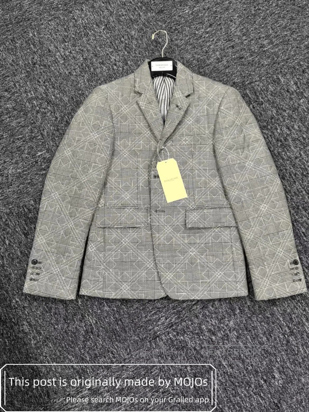 Thom Browne Sz 0 Thom Browne Gray Plaid Cotton Filled Blazer. Size US XS / EU 42 / 0 - 3 Thumbnail