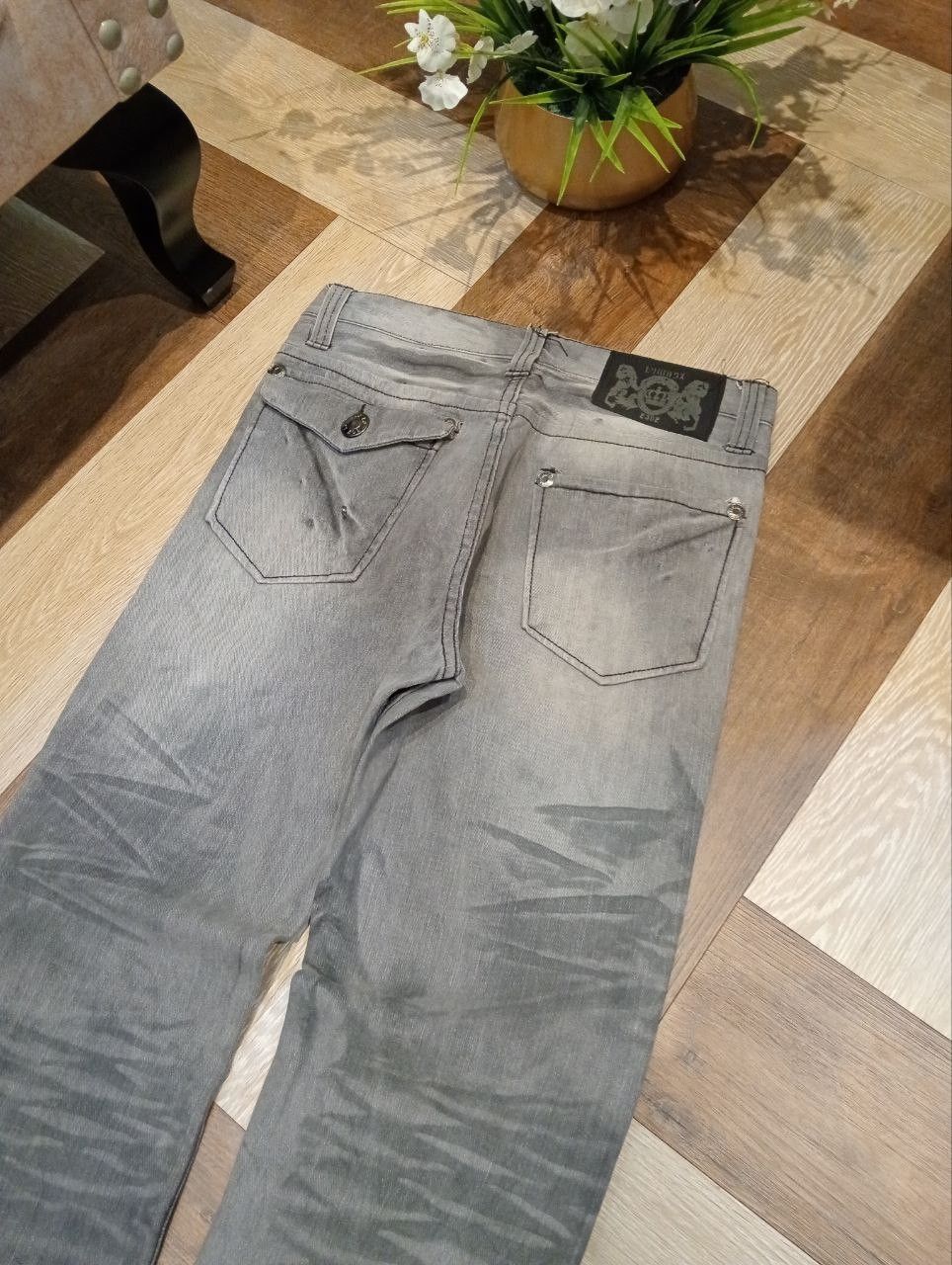 LOWBOX JAPANESE LOWBOX DISTRESSED CHARCOAL GRAY DENIM PANTS Size US 32 / EU 48 - 9 Thumbnail