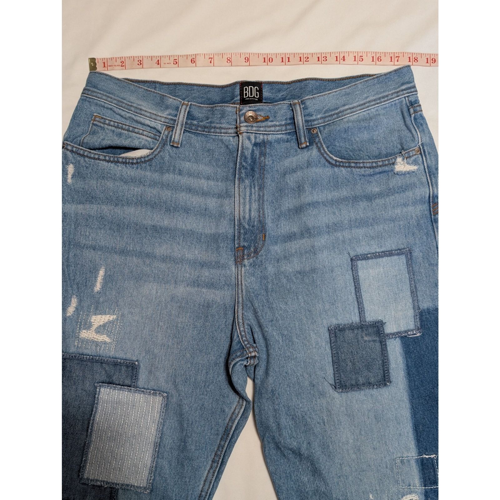 Bdg Urban Outfitters BDG Dad Jean Slim Taper Blue Patchwork Pant Size US 36 / EU 52 - 6 Thumbnail