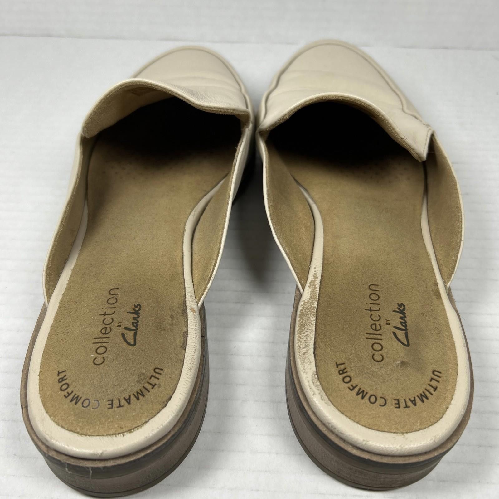 Clarks CLARKS COLLEC Comfort Cream Leather Slip-On Women Sz 7.5 Size US 9 / IT 39 - 9 Thumbnail