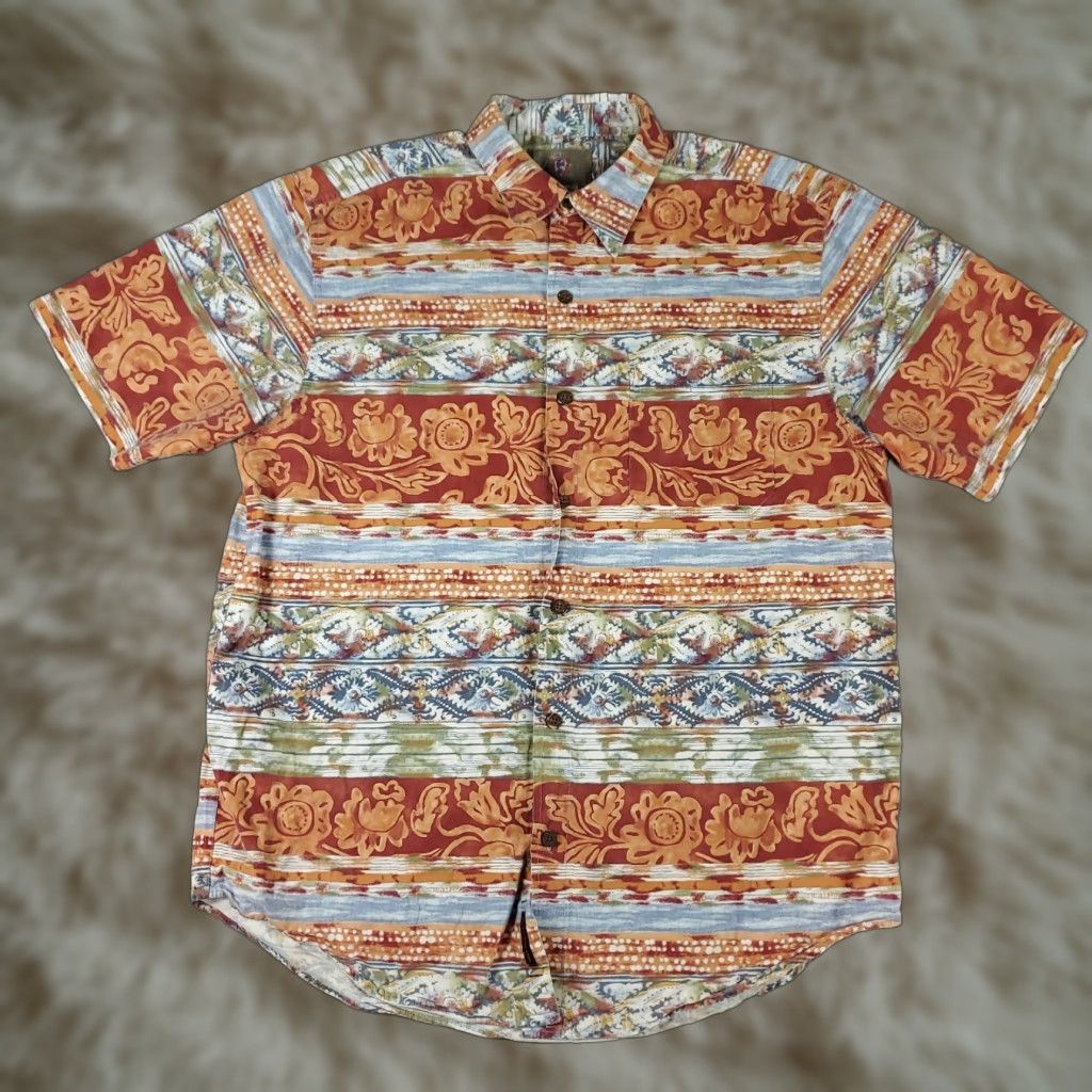 The Territory Ahead Territory Ahead Shirt Mens XL Blue Striped Floral Button-Up Short Sleeve Shirt - Territory Ahead Mens XL Blue Striped Button-Up Short Sleeve Shirt Size US XL / EU 56 / 4 - 1 Thumbnail