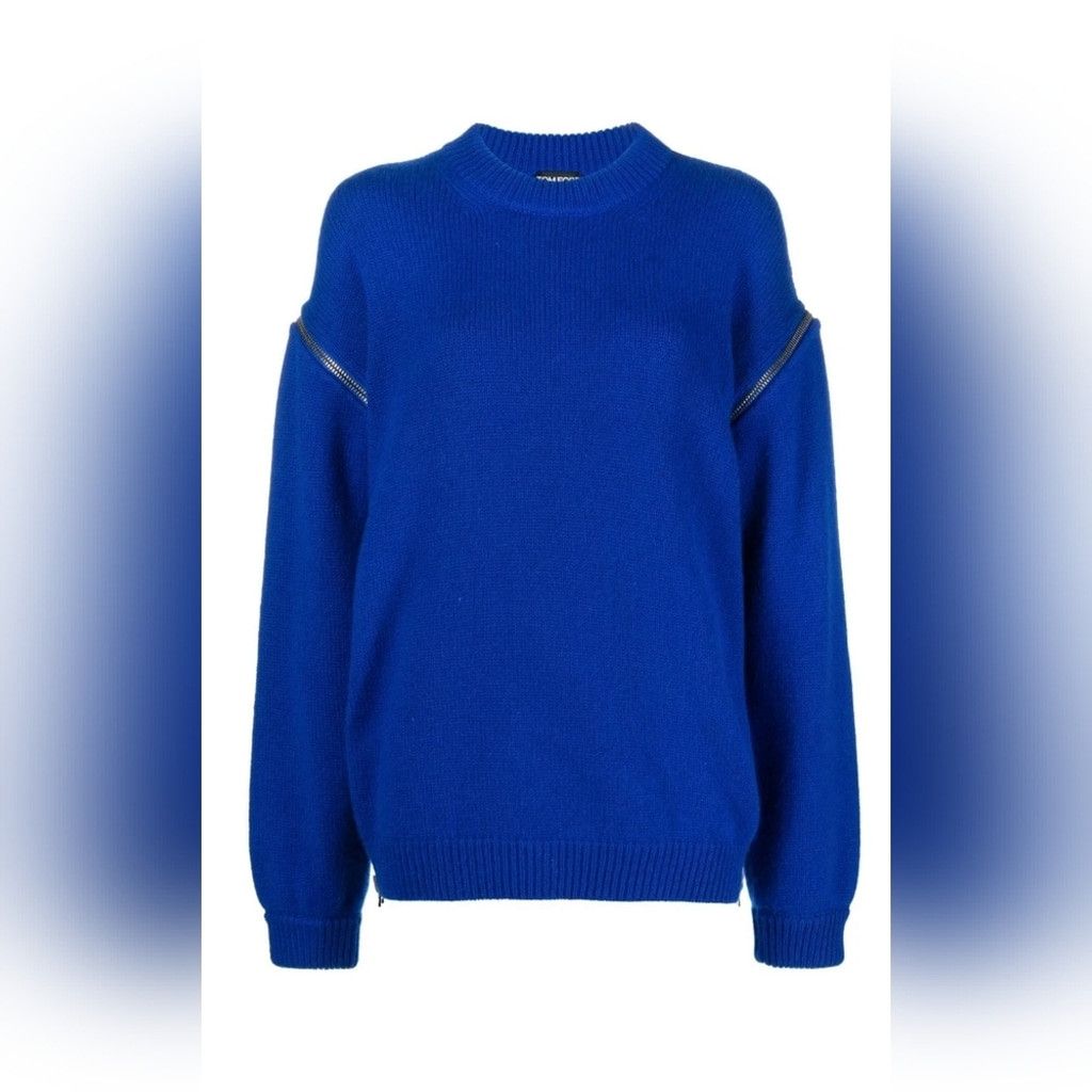 Tom Ford Tom Ford Royal Blue Cashmere Sweater With Zipper Detailing Size L / US 10 / IT 46 - 1 Thumbnail