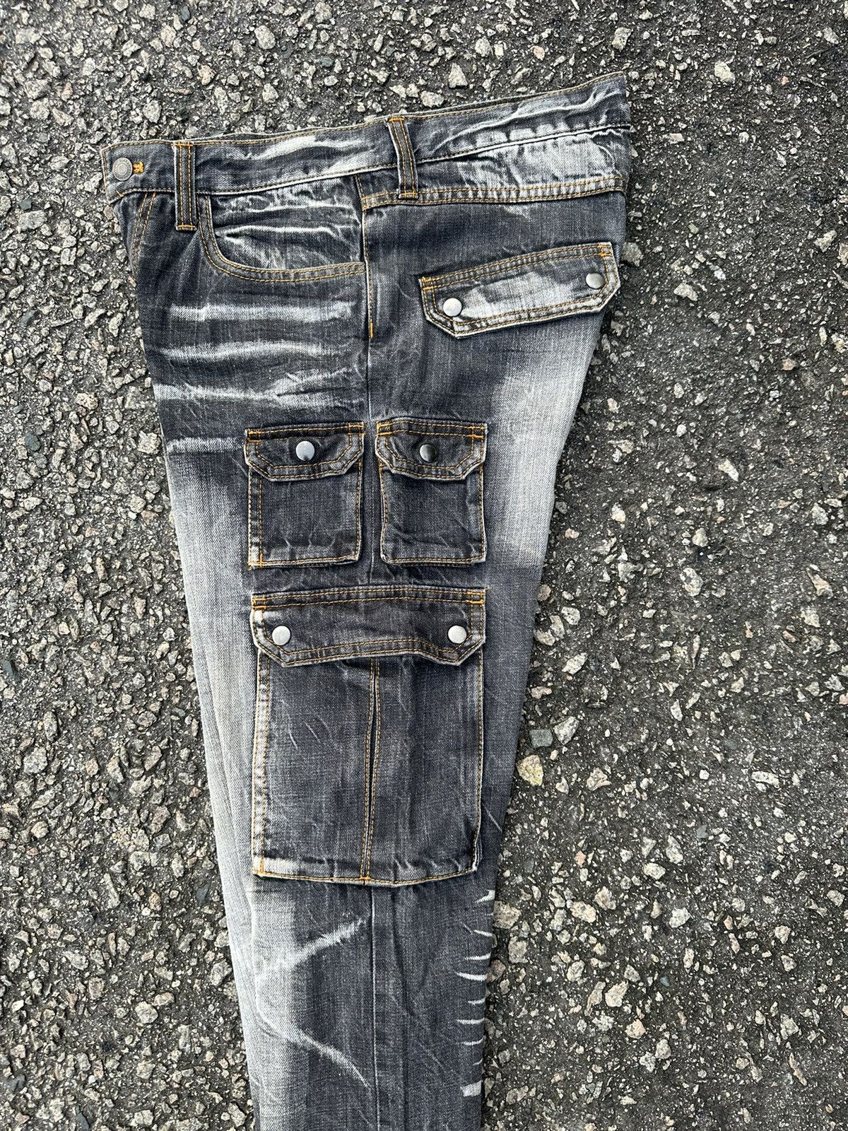 If Six Was Nine DENIM CARGO PANTS VOMANIE FADED VINTAGE Size US 30 / EU 46 - 15 Thumbnail