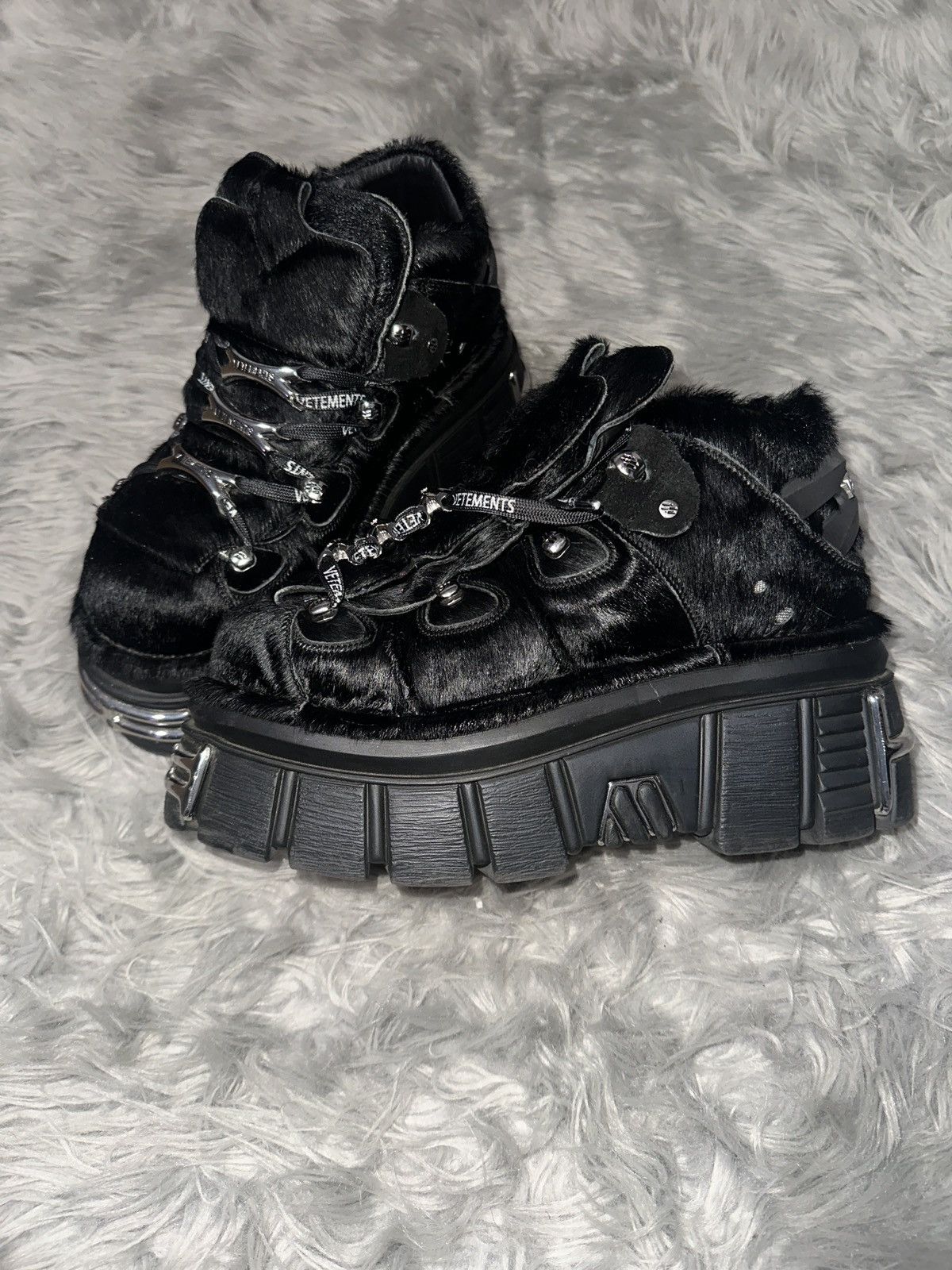 New Rock × Vetements VETEMENTS X New Rocks Pony Hair boots | Grailed
