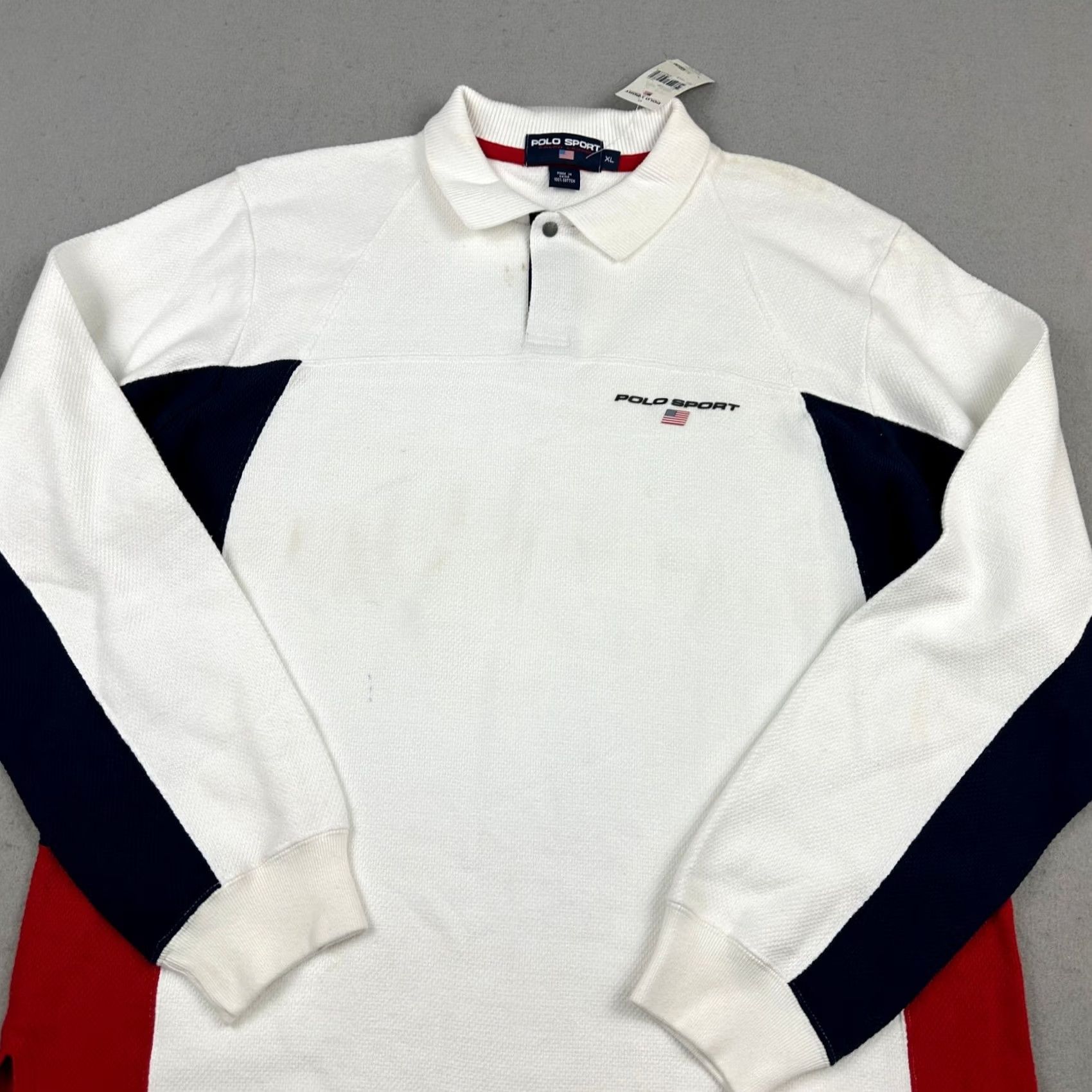 Vintage VINTAGE Polo Sport Shirt Men XL White Blue Rugby Polo Pique Y2K 2000s Size US XL / EU 56 / 4 - 2 Thumbnail