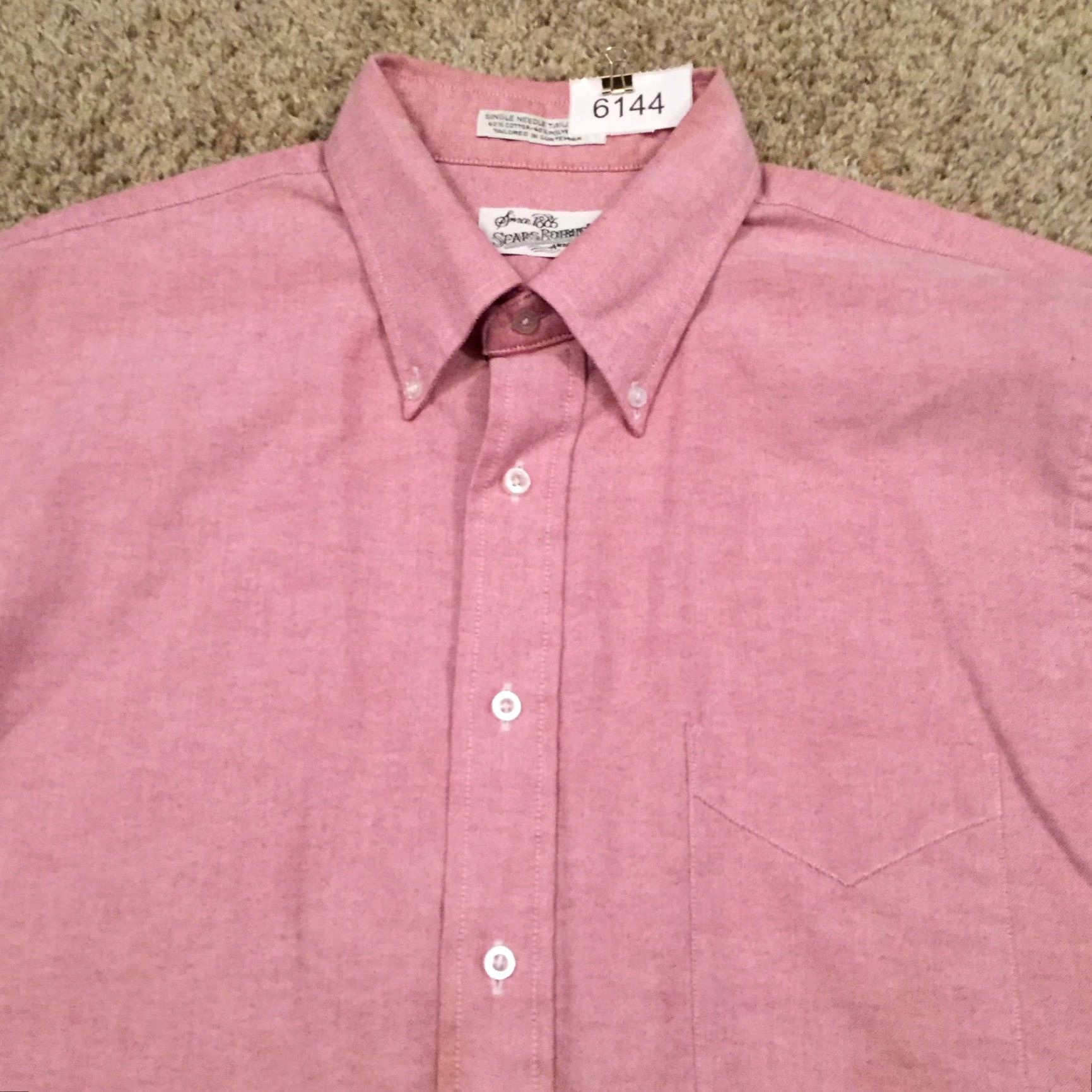 Sears Sears Shirt Mens Size 17 Pink Long Sleeve Button Up Size US XL / EU 56 / 4 - 3 Thumbnail