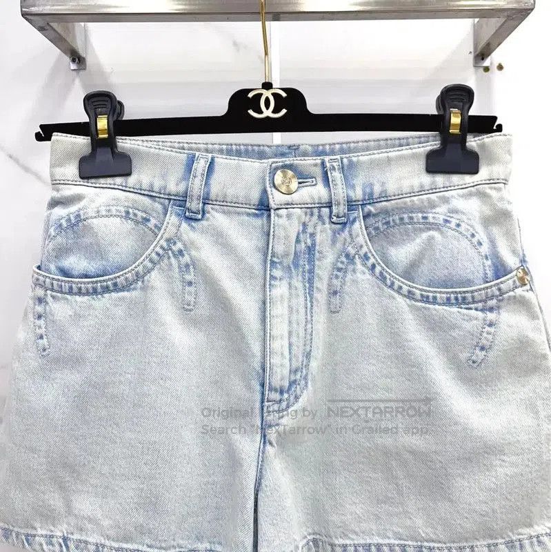 Chanel Chanel Blue Cotton Logo Women's Shorts . Size 23" - 3 Thumbnail