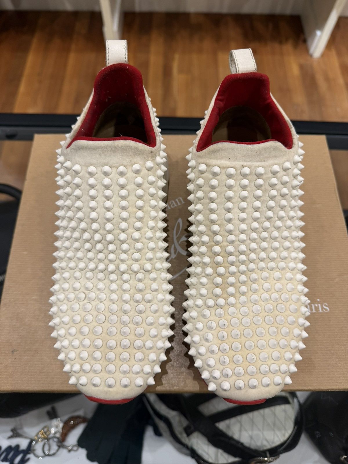 Christian Louboutin Christian Louboutin Neopreme Spike Sock Sneaker - White Size US 6.5 / IT 36.5 - 4 Thumbnail