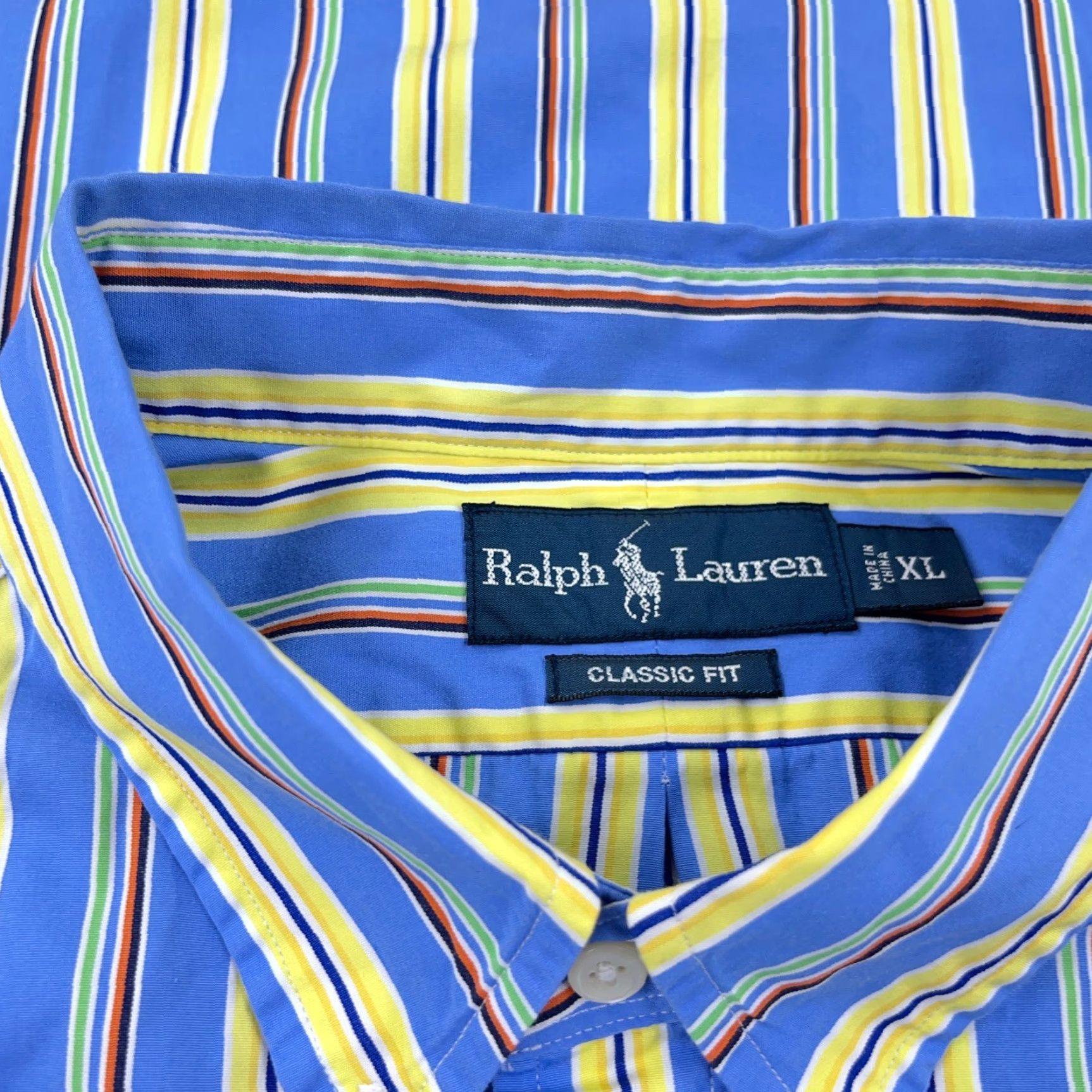 Ralph Lauren Ralph Lauren Shirt Men XL Button-Up Striped Blue Yellow Cotton Classic Fit Poplin Pony Size US XL / EU 56 / 4 - 4 Thumbnail