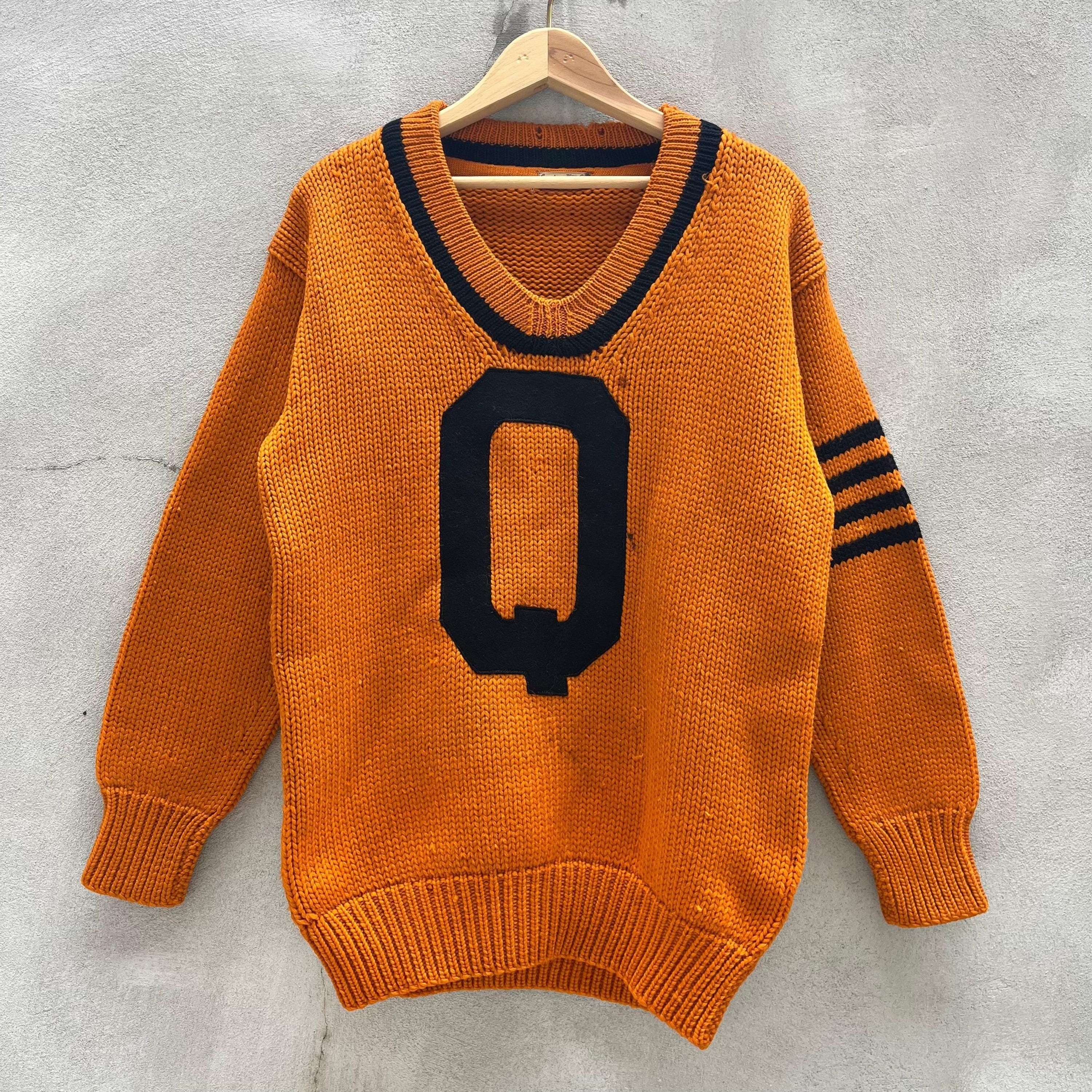Vintage 1930s "Q" London Hill Co. Orange Knit Sweater Size US L / EU 52-54 / 3 - 1 Thumbnail