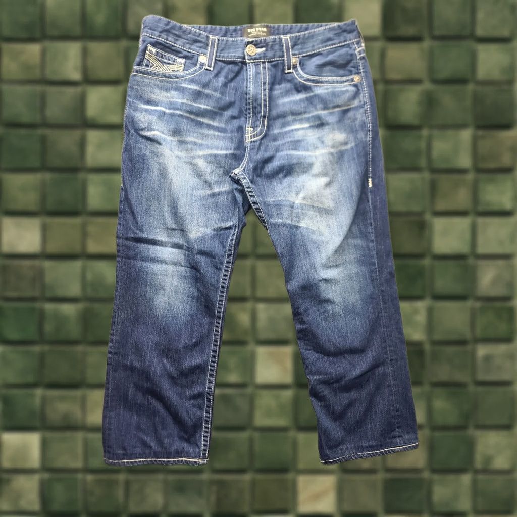 Vintage BIG STAR Eastman Jeans Mens 38x29 Straight Leg Distressed Stretch Denim Blue 5-Pocket Regular Waist Size 38 Cotton Spandex Buckle Bke Brand Size US 38 / EU 54 - 1 Thumbnail