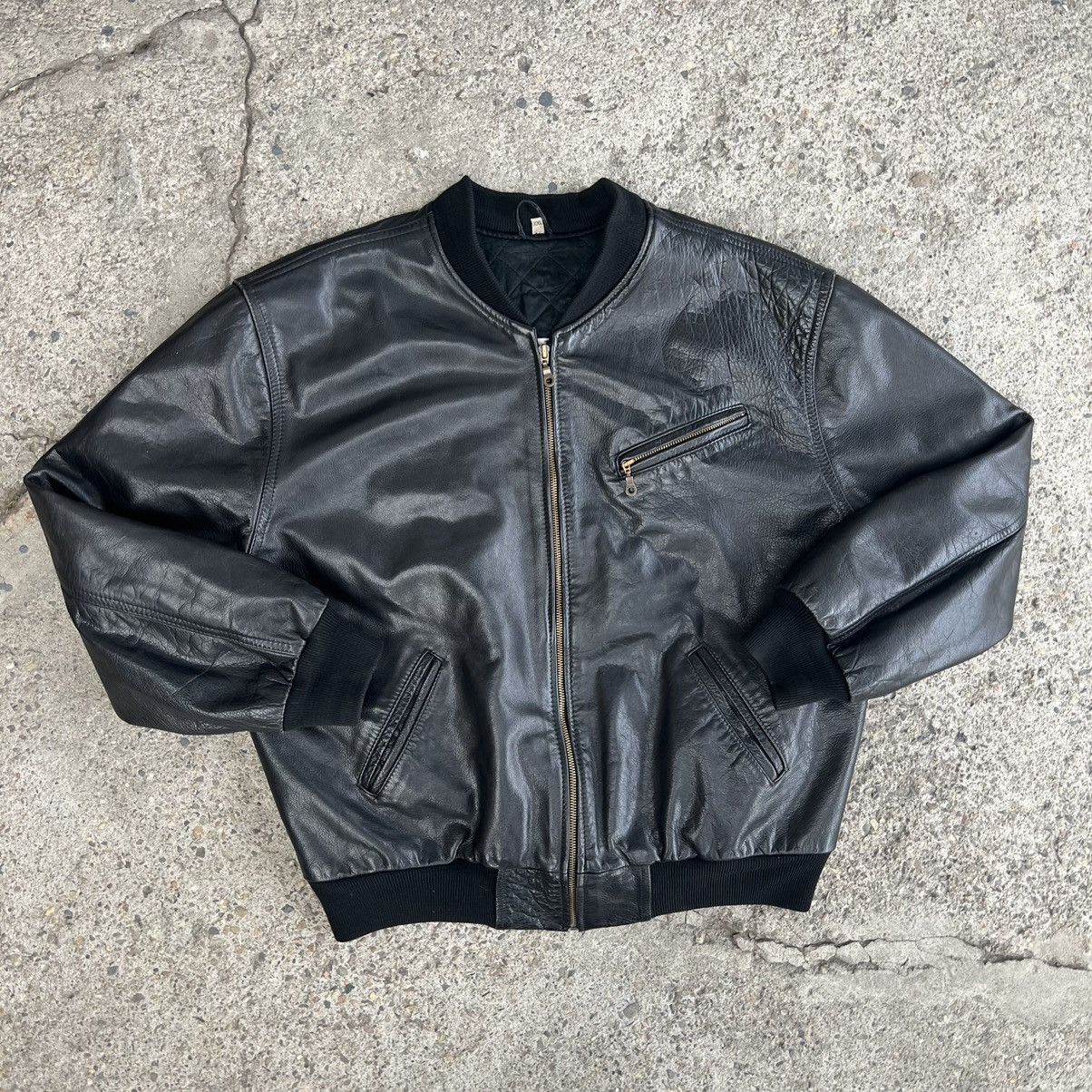 image of Vintage Genuine Real Leather Jacket High Quality Rock Punk in Black, Men's (Size Large)