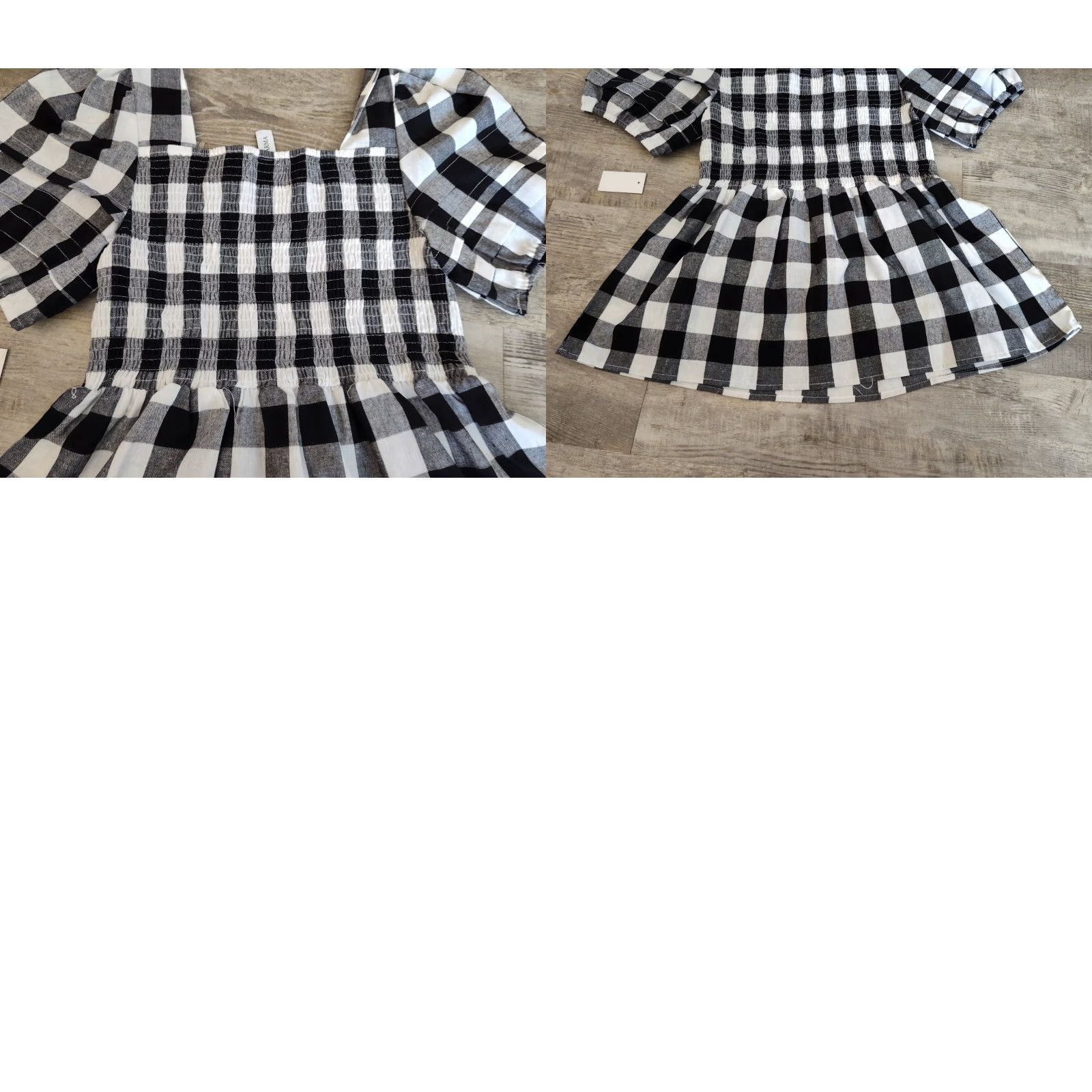 Vintage Grace+Karma Top Womens M Gingham Top Smocked Puff Sleeve Checker Plaid NWT Size M / US 6-8 / IT 42-44 - 10 Thumbnail