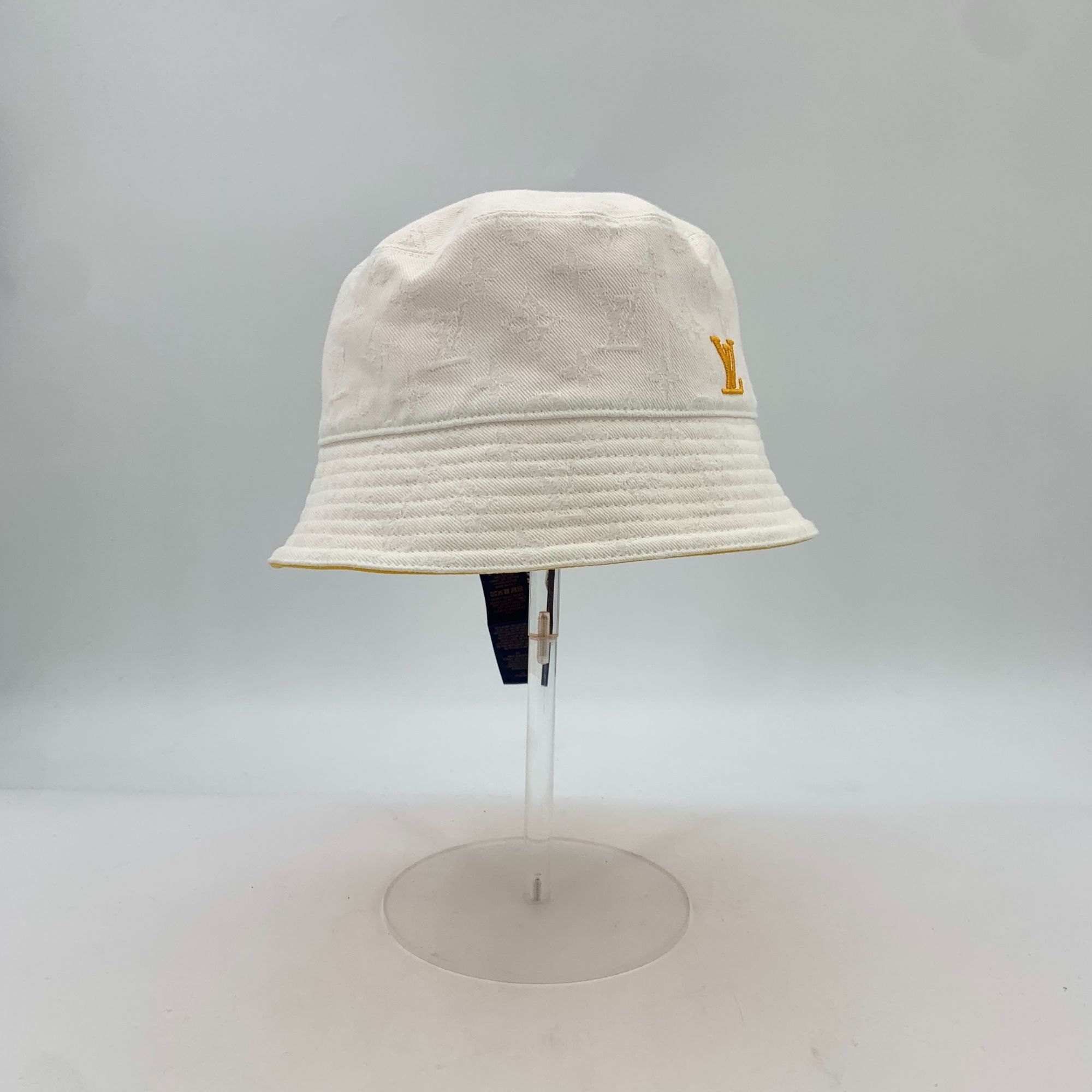 Louis Vuitton Louis Vuitton Reversible Bucket Hat White/Yellow Cotton Bran Size ONE SIZE - 1 Thumbnail