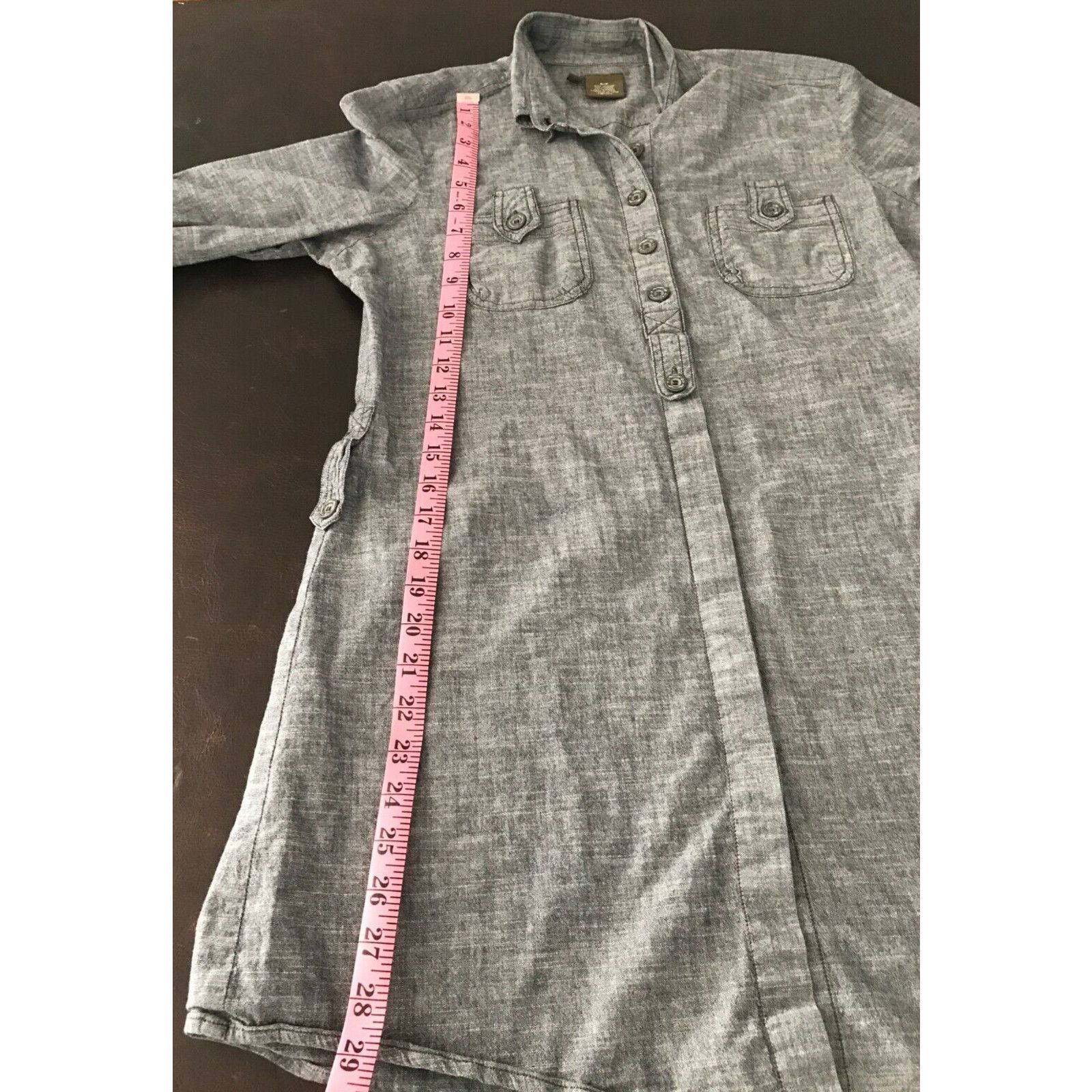 Anthropologie Anthropologie FEI Heather Blue Roll-Tab Chambray Shirt Dress Size S / US 4 / IT 40 - 9 Thumbnail