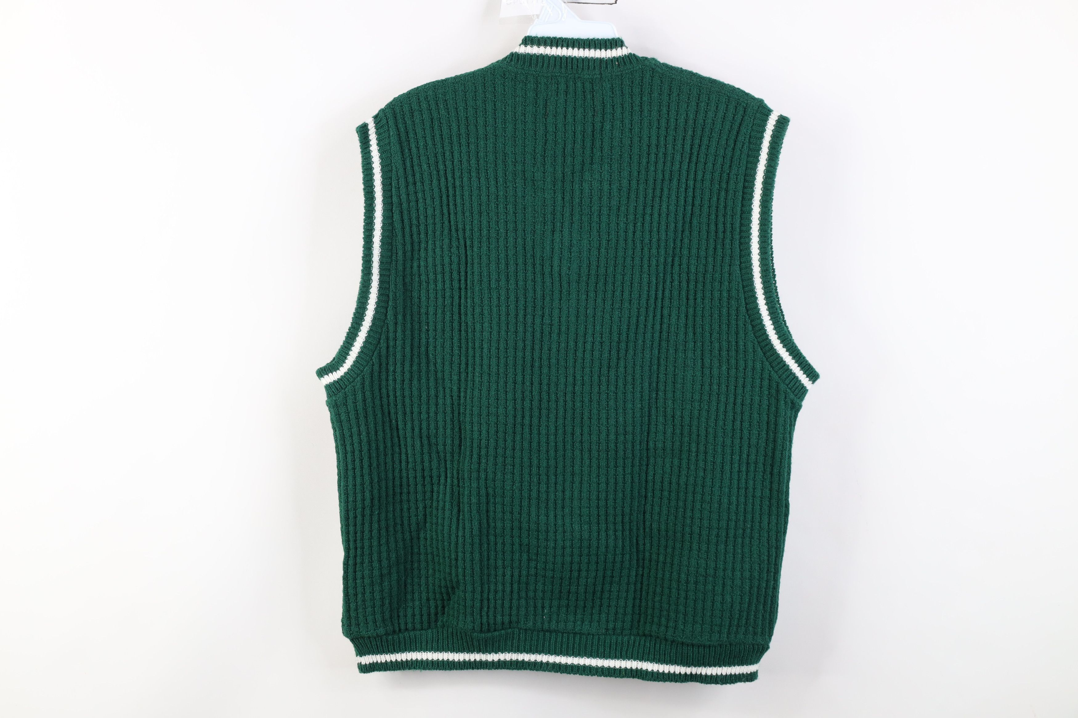 Vintage Vintage 60s Streetwear Ribbed Knit Sweater Vest Green USA Size US L / EU 52-54 / 3 - 6 Thumbnail