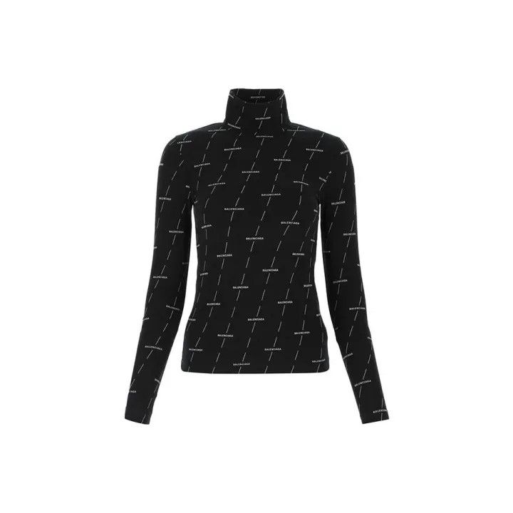 Balenciaga Balenciaga Logo Printed High Neck Long Sleeve T-shirt 0079 Size XS / US 0-2 / IT 36-38 - 1 Thumbnail